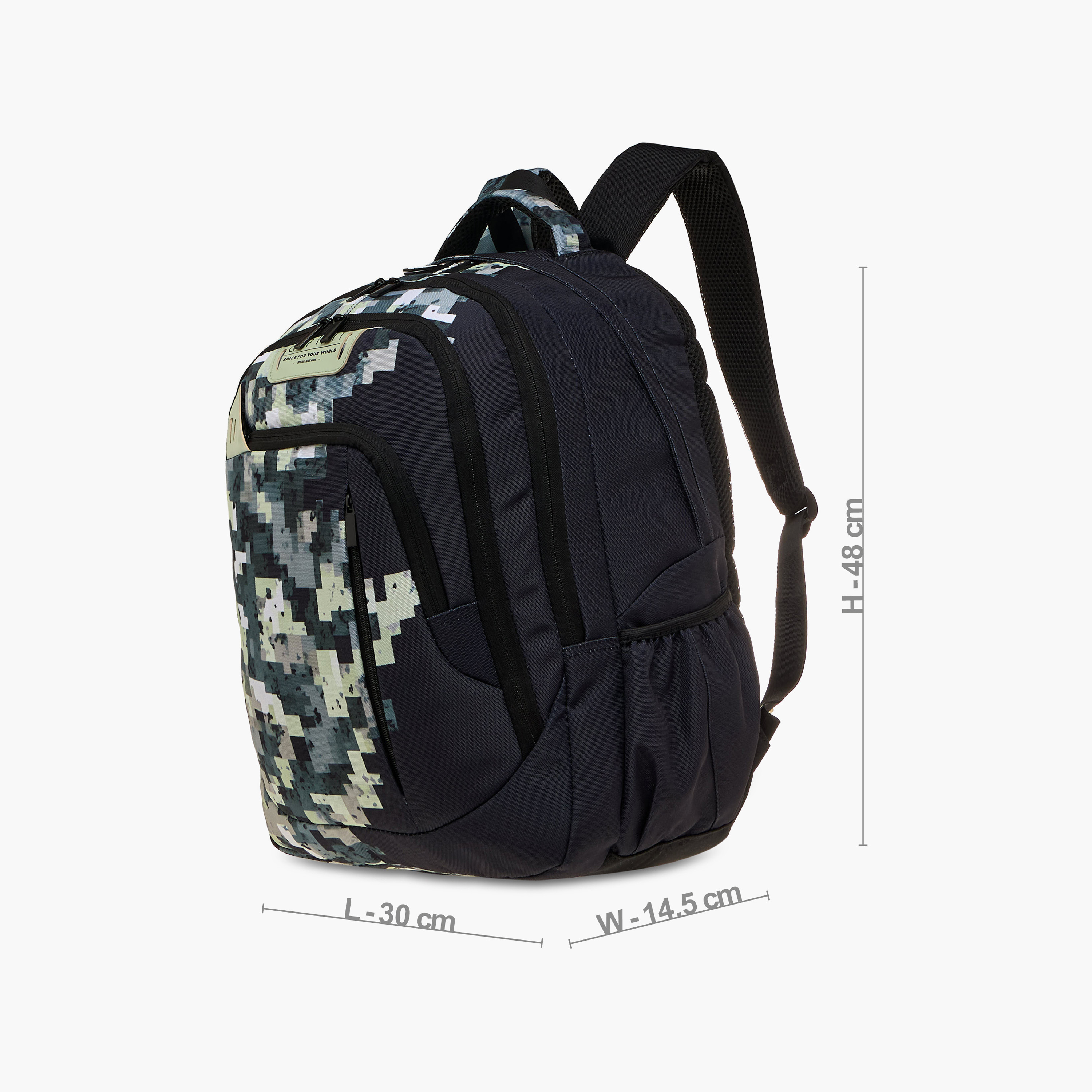 Spirit Pixel Print 18.5-inch Backpack with Adjustable Straps and Zip Closure - 47x33x15 cms-school-bagsandbackpacks-backpacks-image-4