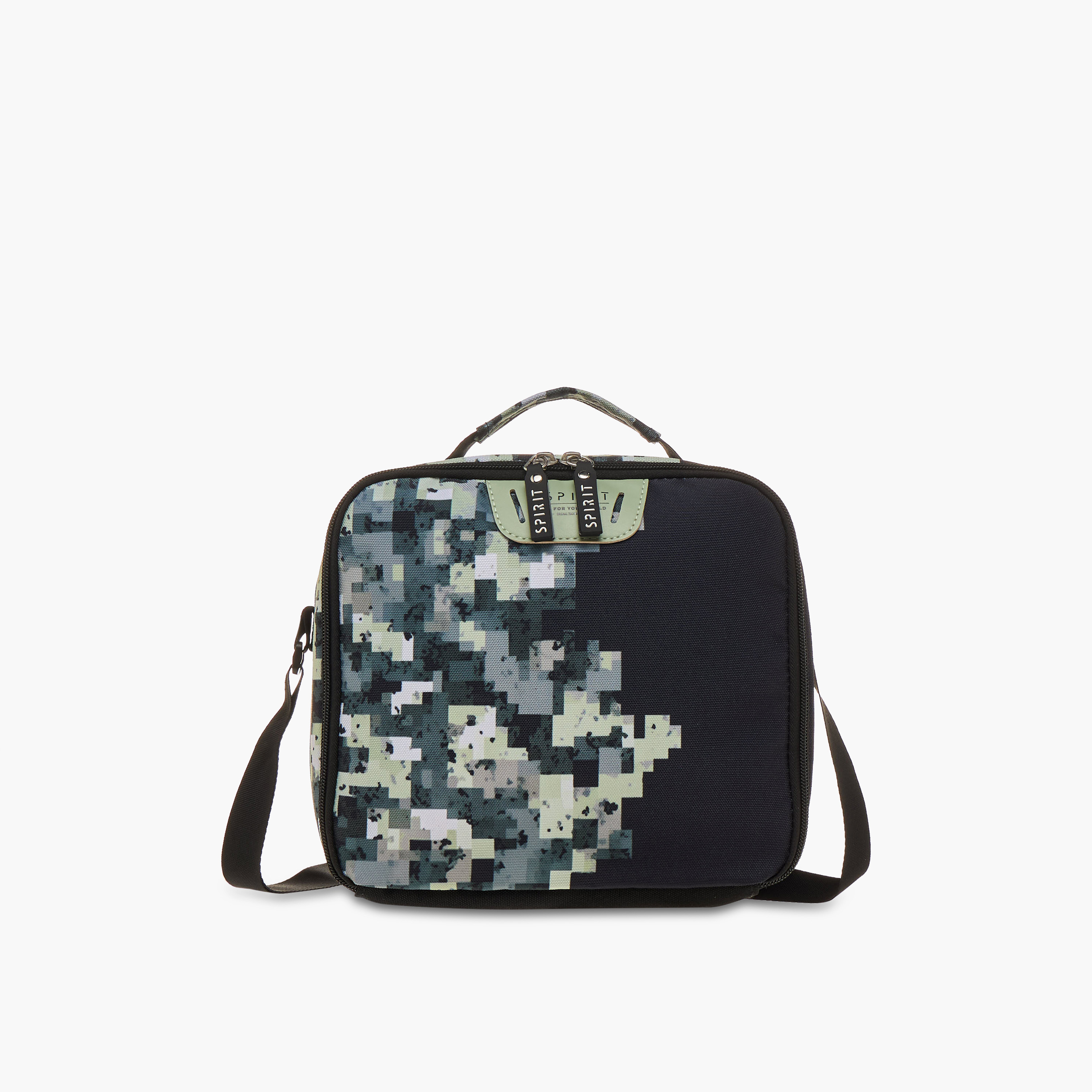Spirit Pixel Print Lunch Bag with Adjustable Strap and Zip Closure-school-lunchessentials-lunchbags-image-1