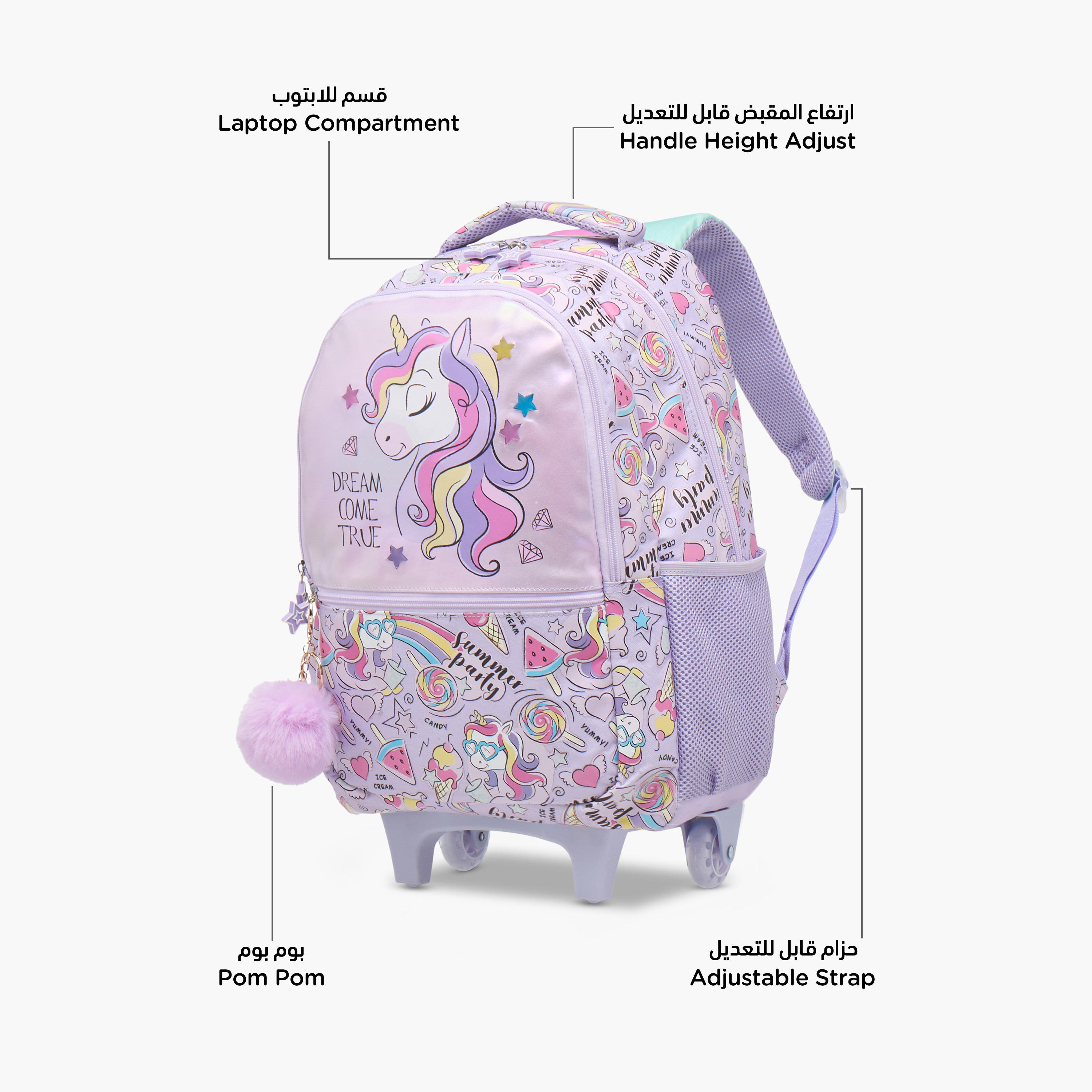 Juniors Unicorn Trolley Bag for Girls 5-8 Years with Adjustable Strap -school-bagsandbackpacks-trolleybags-image-11