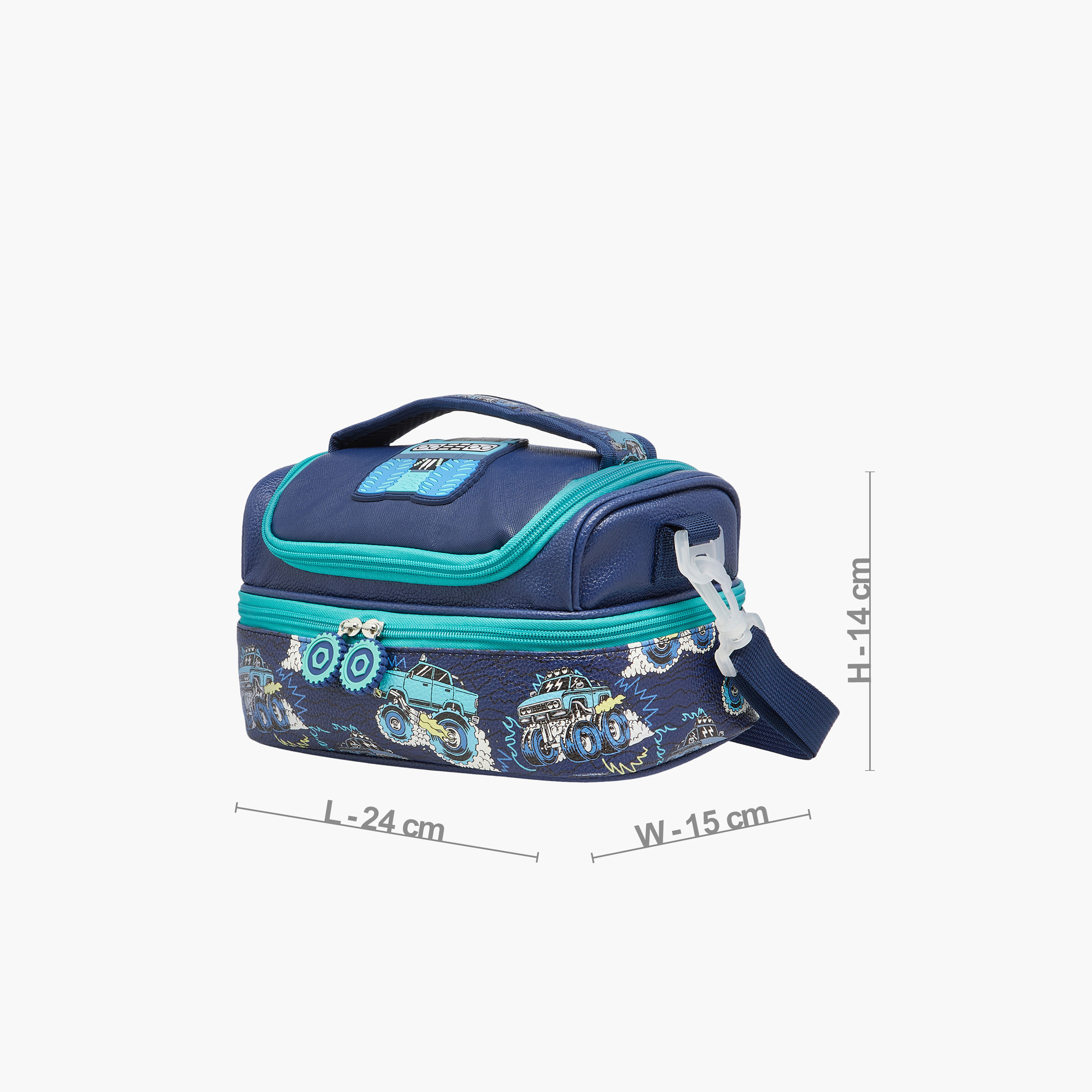 Juniors Monster Vehicle Print Double Layer Lunch Bag with Zip Closure-school-lunchessentials-lunchbags-image-2