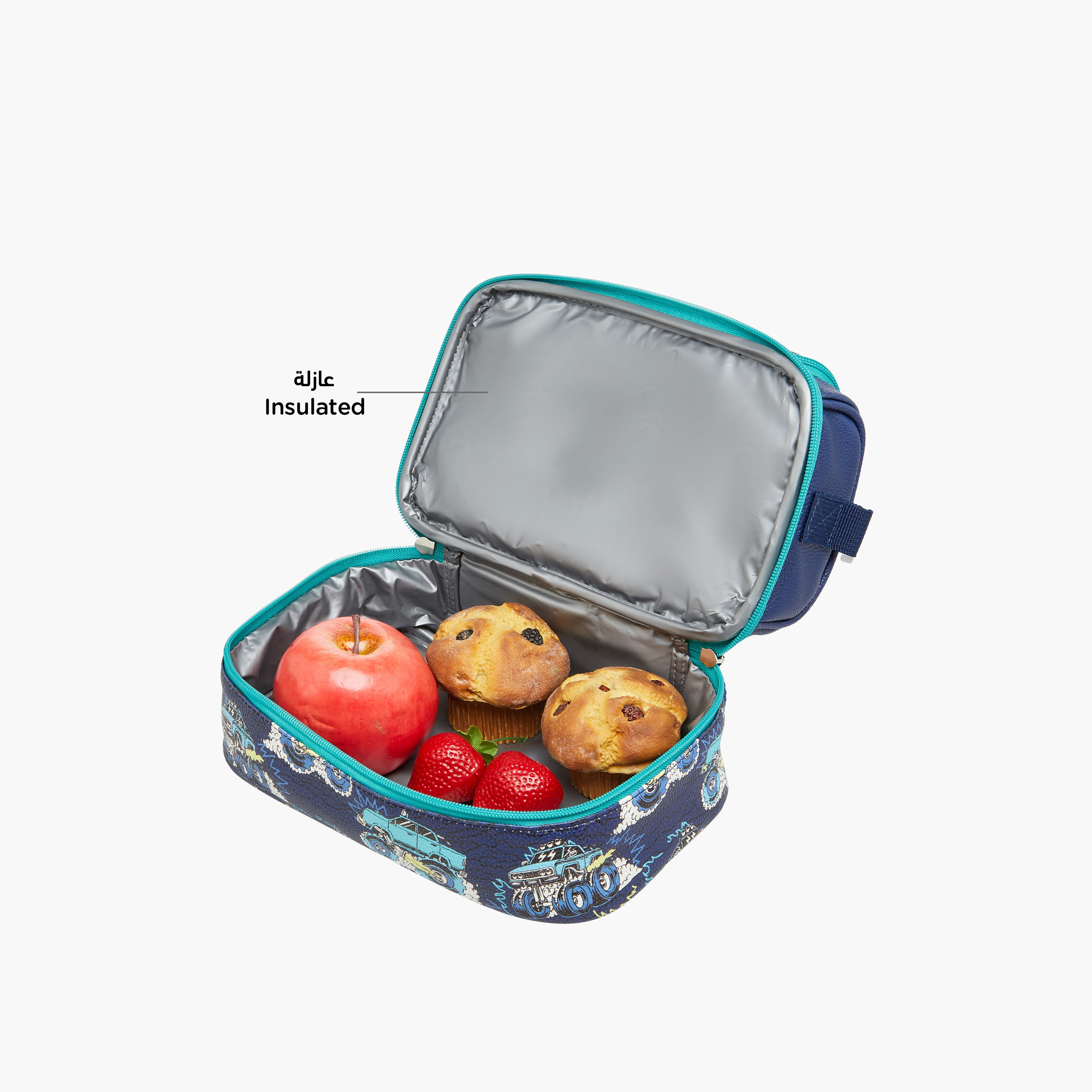 Juniors Monster Vehicle Print Double Layer Lunch Bag with Zip Closure-school-lunchessentials-lunchbags-image-7