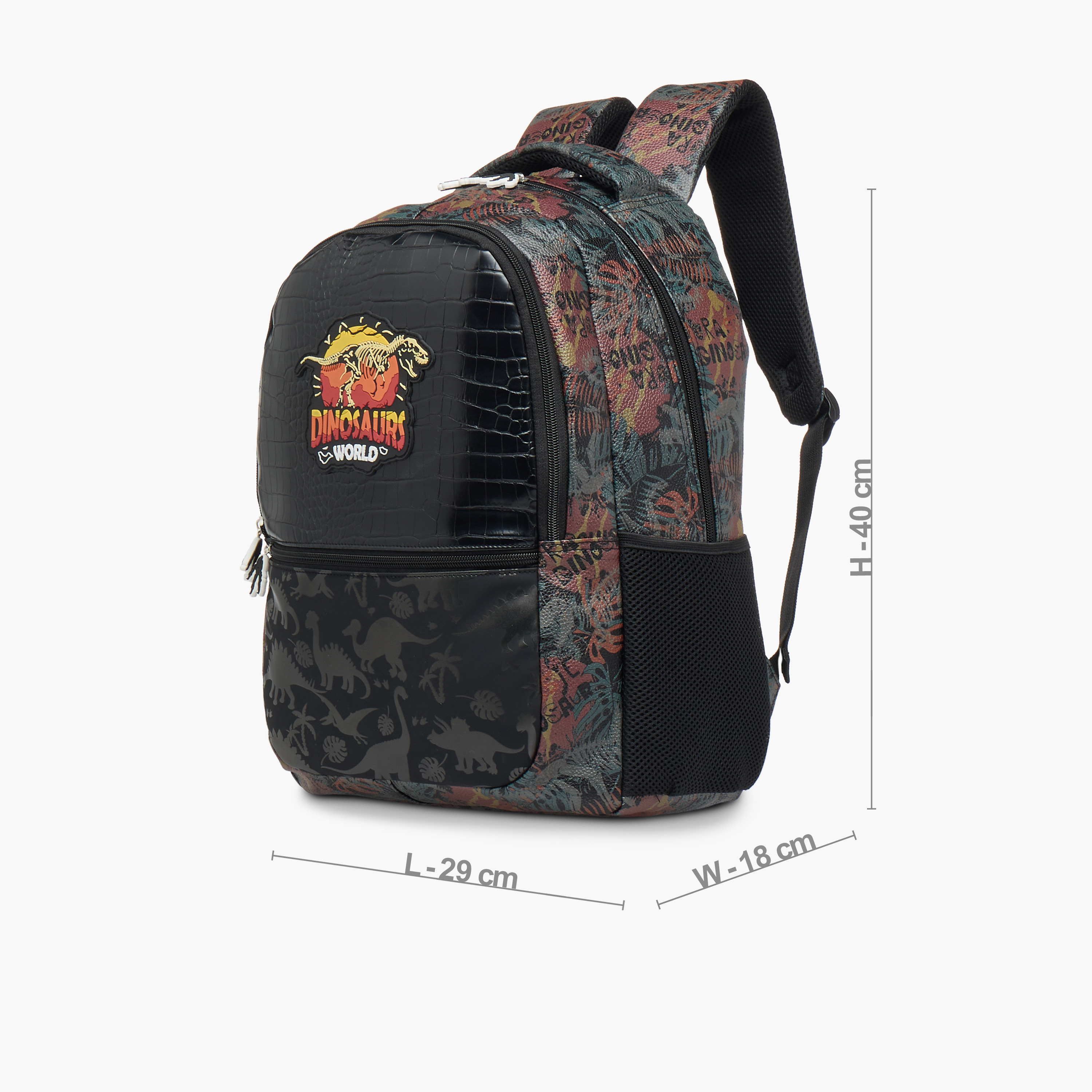 Juniors Dinosaurs World Print Backpack with Adjustable Straps and Zip Closure - 16 inches-school-bagsandbackpacks-backpacks-image-4