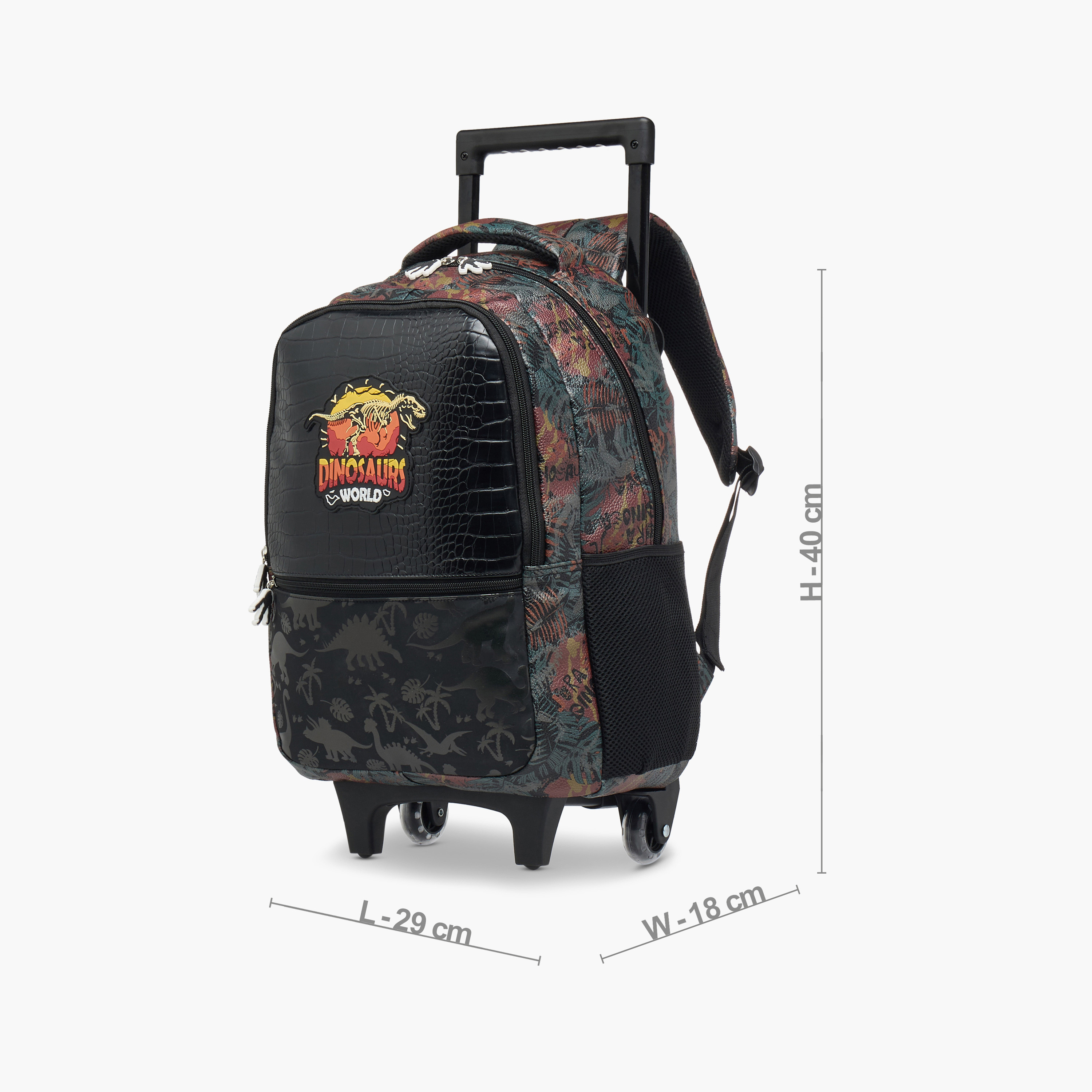 شنطة ترولي للأولاد 5-8 سنوات بحزام قابل للتعديل وتصميم ديناصور من جونيورز-school-bagsandbackpacks-trolleybags-image-7