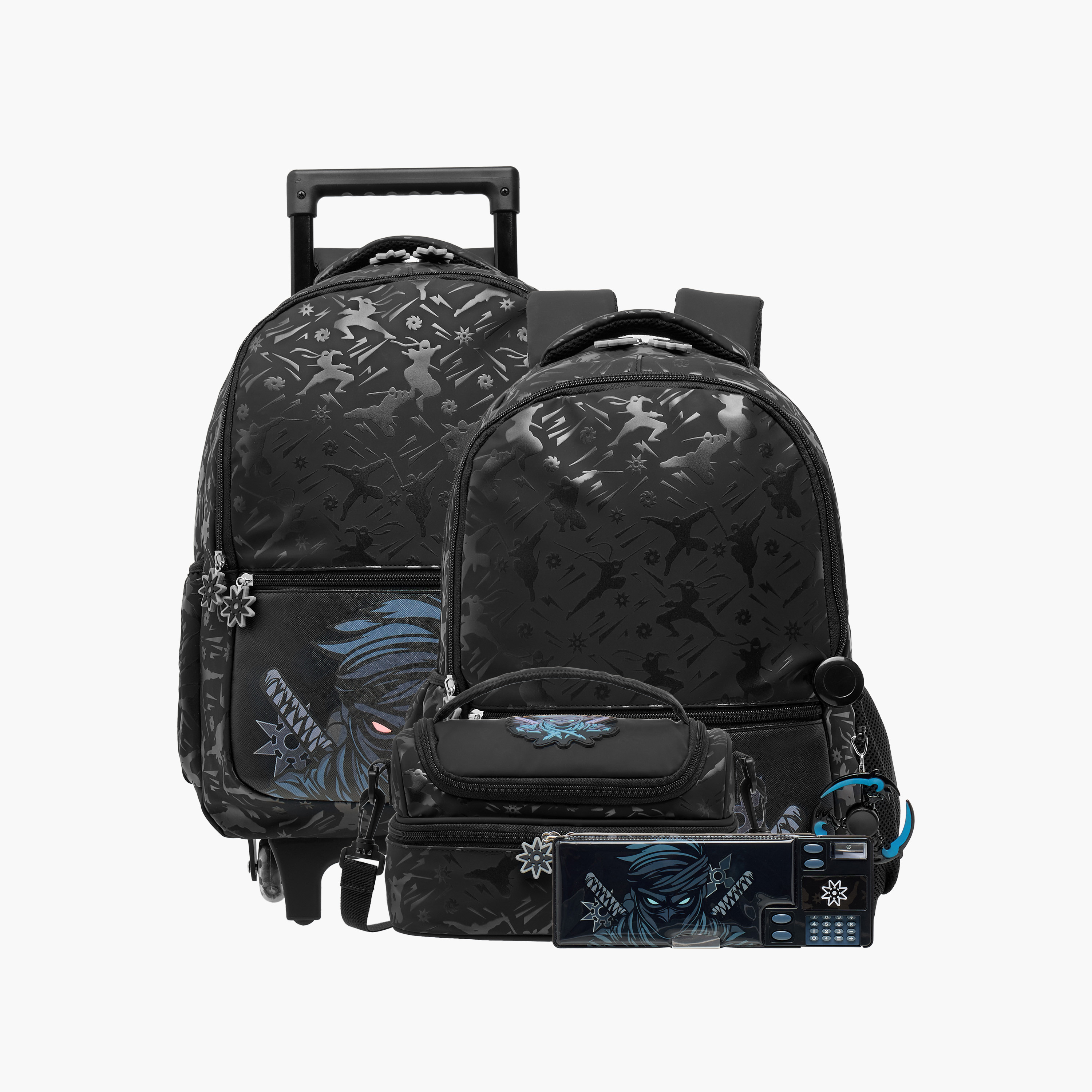 شنطة ترولي للأولاد 5-8 سنوات بحزام قابل للتعديل وتصميم النينجا من جونيورز-school-bagsandbackpacks-trolleybags-image-15