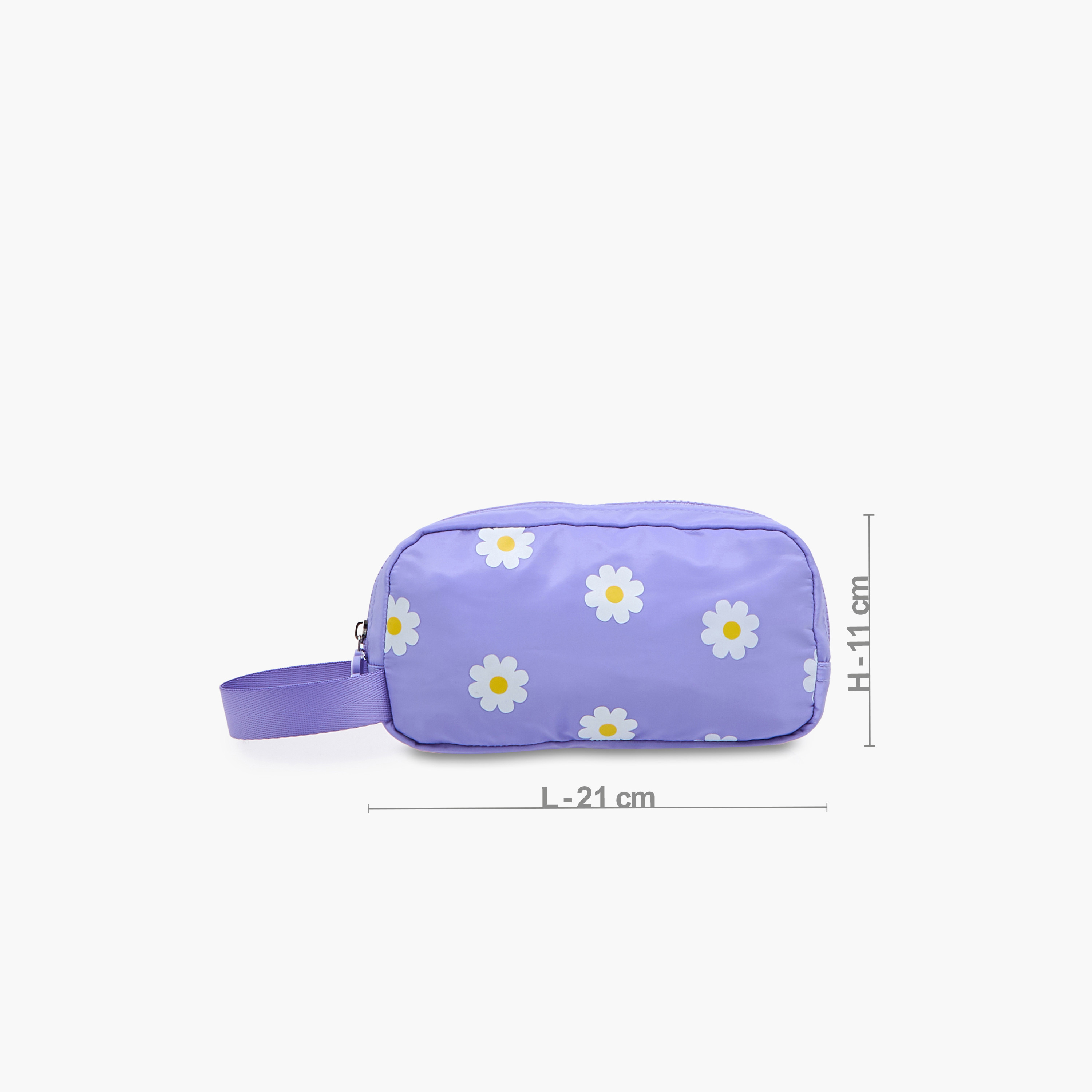 Juniors Daisy Print Pencil Pouch with Zip Closure-school-stationery-pencilcases-image-2
