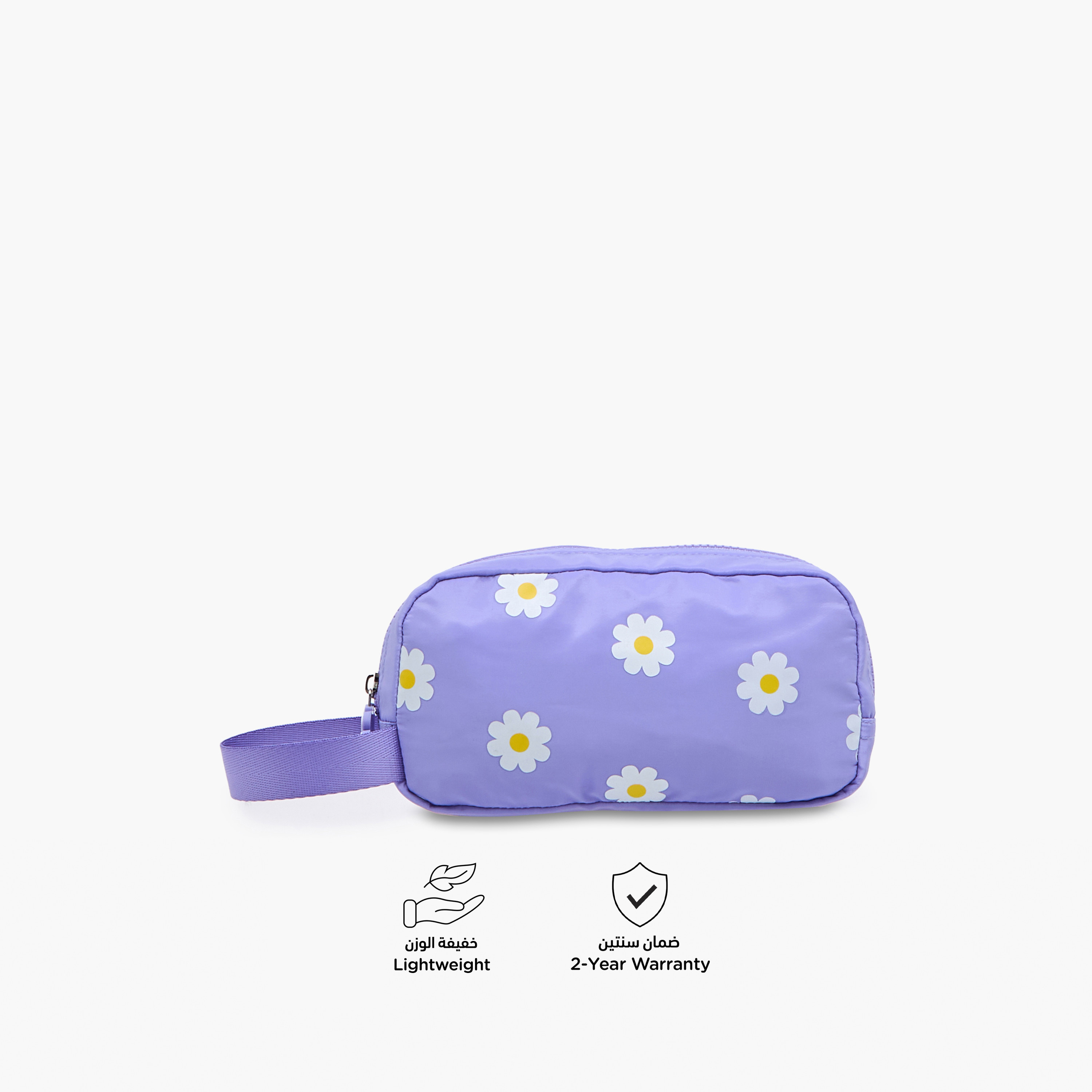 Juniors Daisy Print Pencil Pouch with Zip Closure-school-stationery-pencilcases-image-4