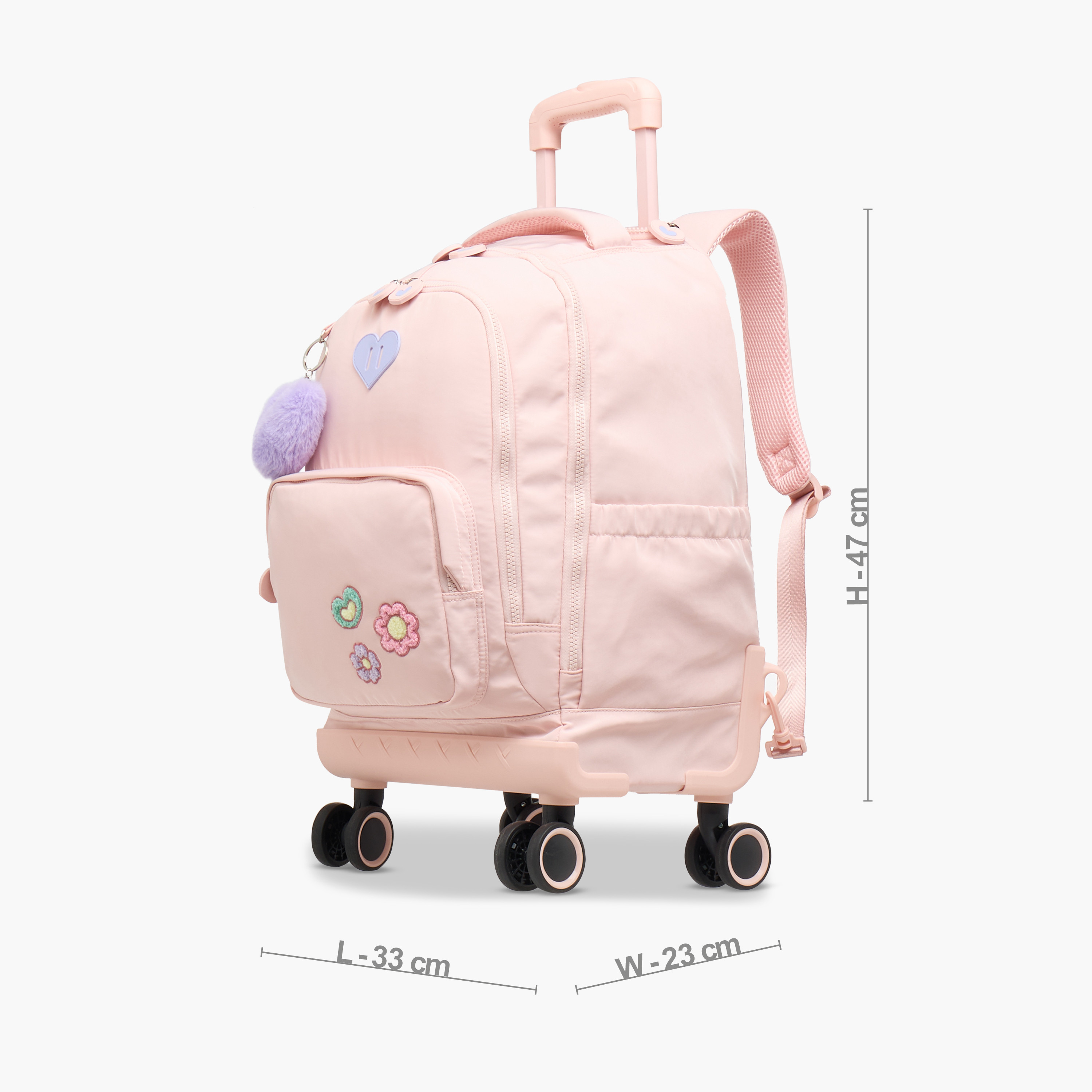 Juniors Floral Trolley Bag for Girls 8-13 Years with Adjustable Strap -school-bagsandbackpacks-trolleybags-image-3