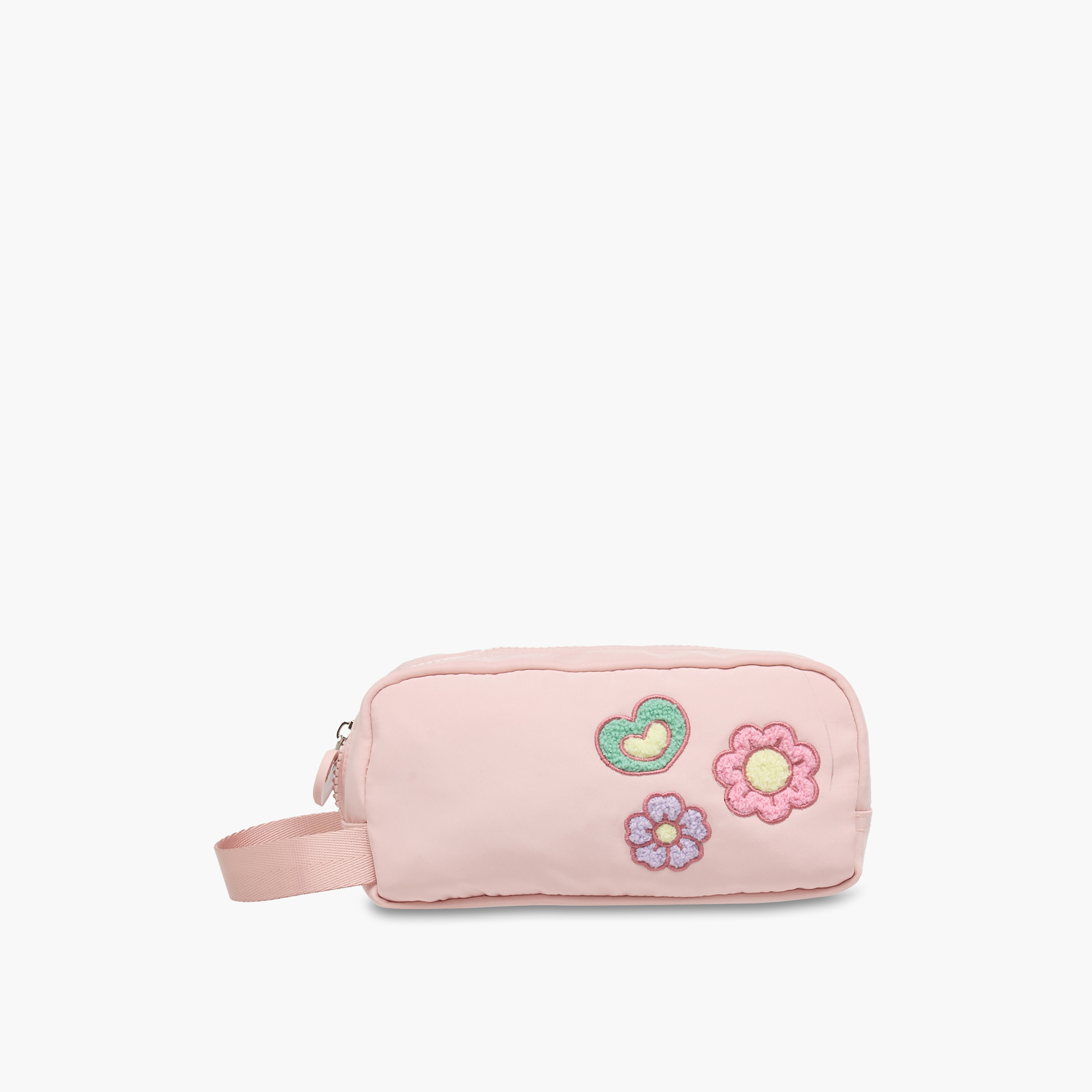Juniors Floral Applique Pencil Pouch with Zip Closure-school-stationery-pencilcases-image-1