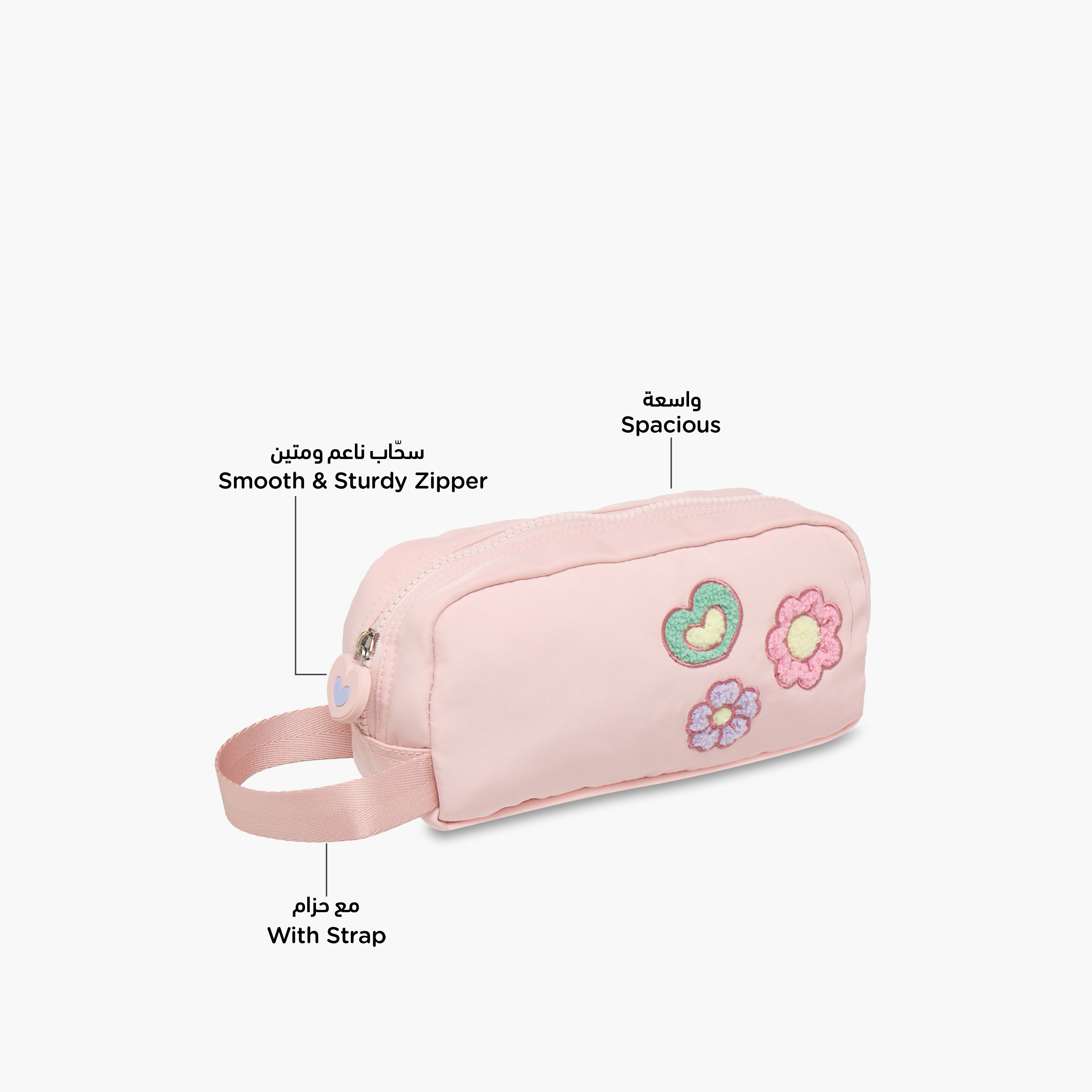 Juniors Floral Applique Pencil Pouch with Zip Closure-school-stationery-pencilcases-image-6