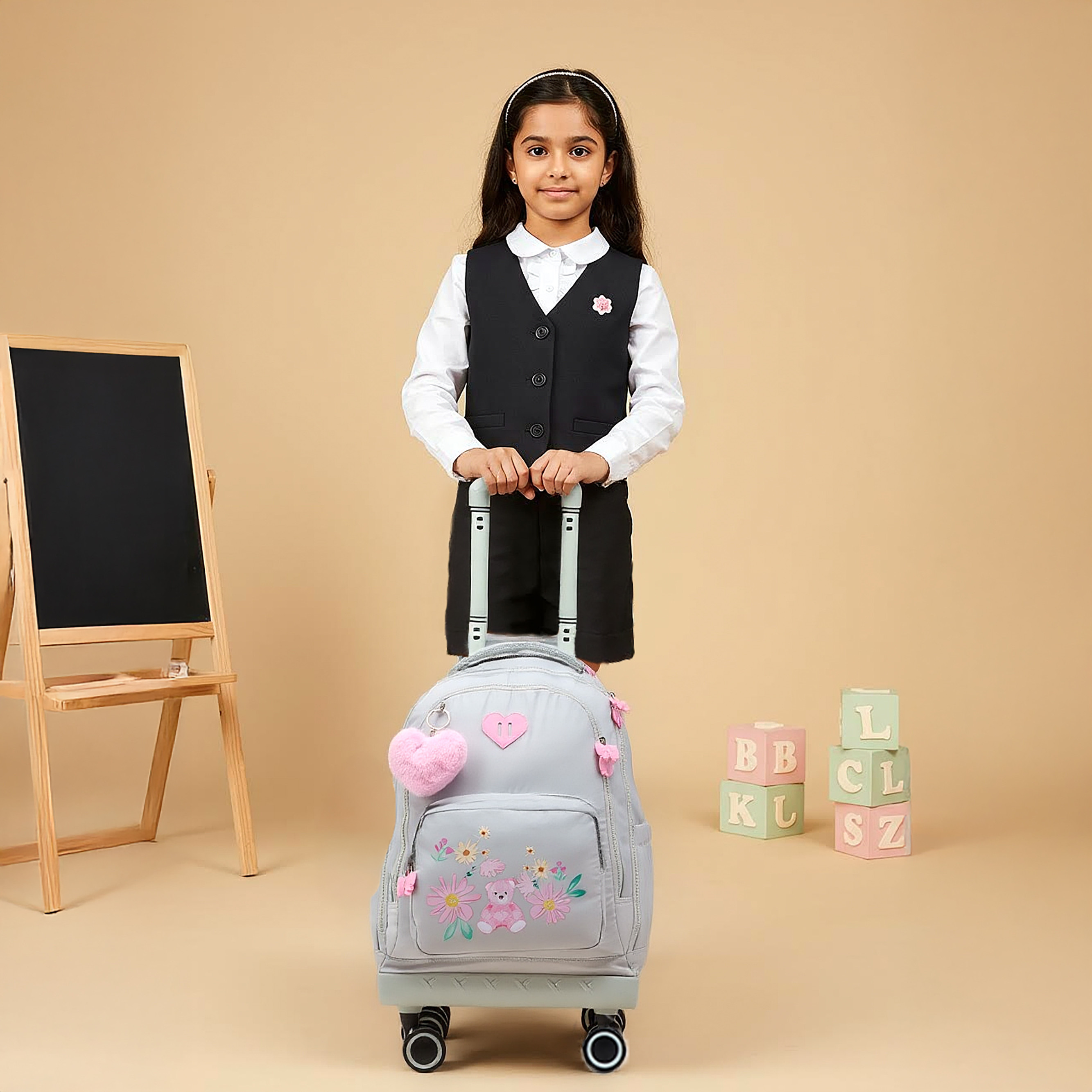 Juniors Animal Print Trolley Bag for Girls 8-13 Years with Adjustable Strap -school-bagsandbackpacks-trolleybags-image-3