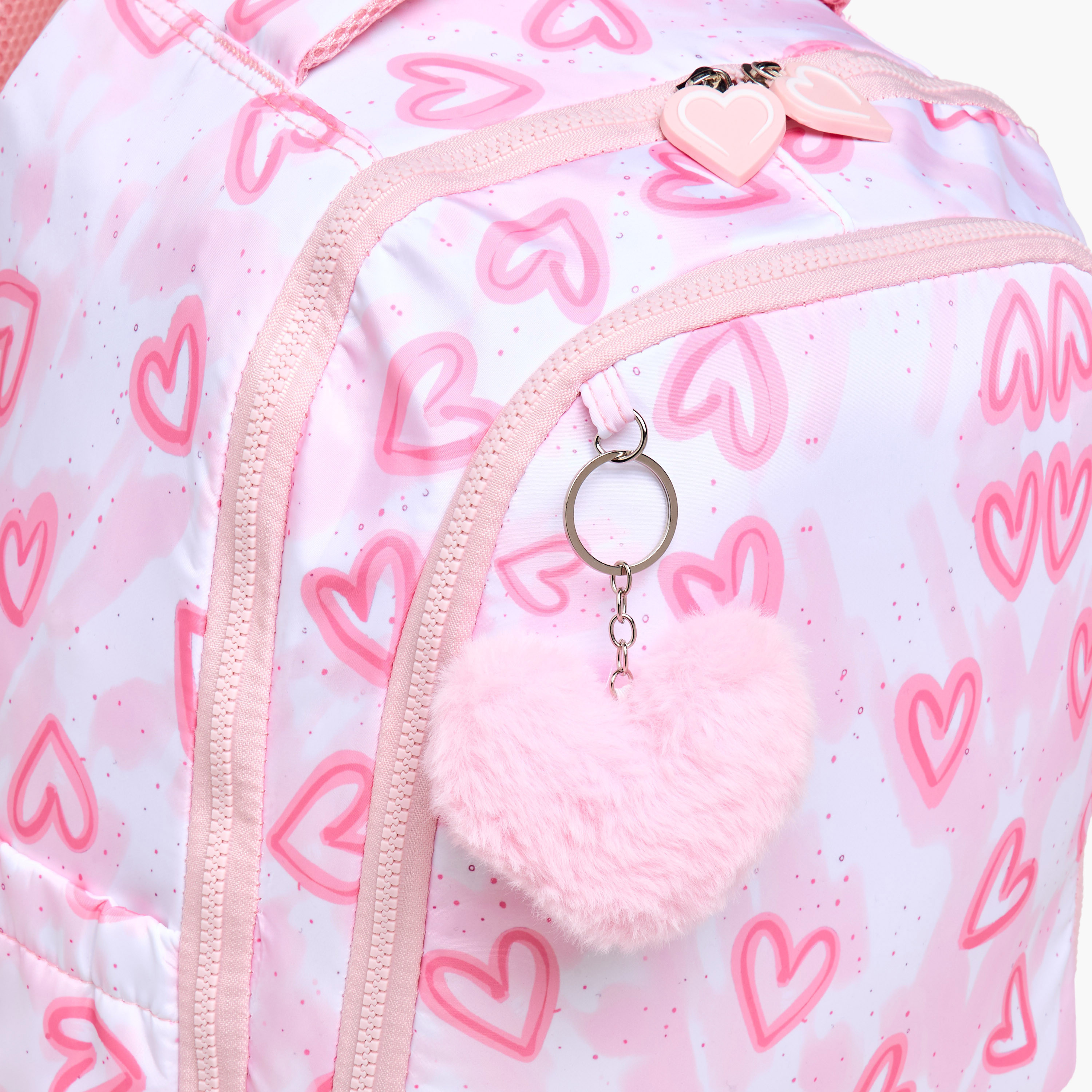 Juniors Heart Print Trolley Backpack with Retractable Handle - 18 inches-school-bagsandbackpacks-trolleybags-image-11