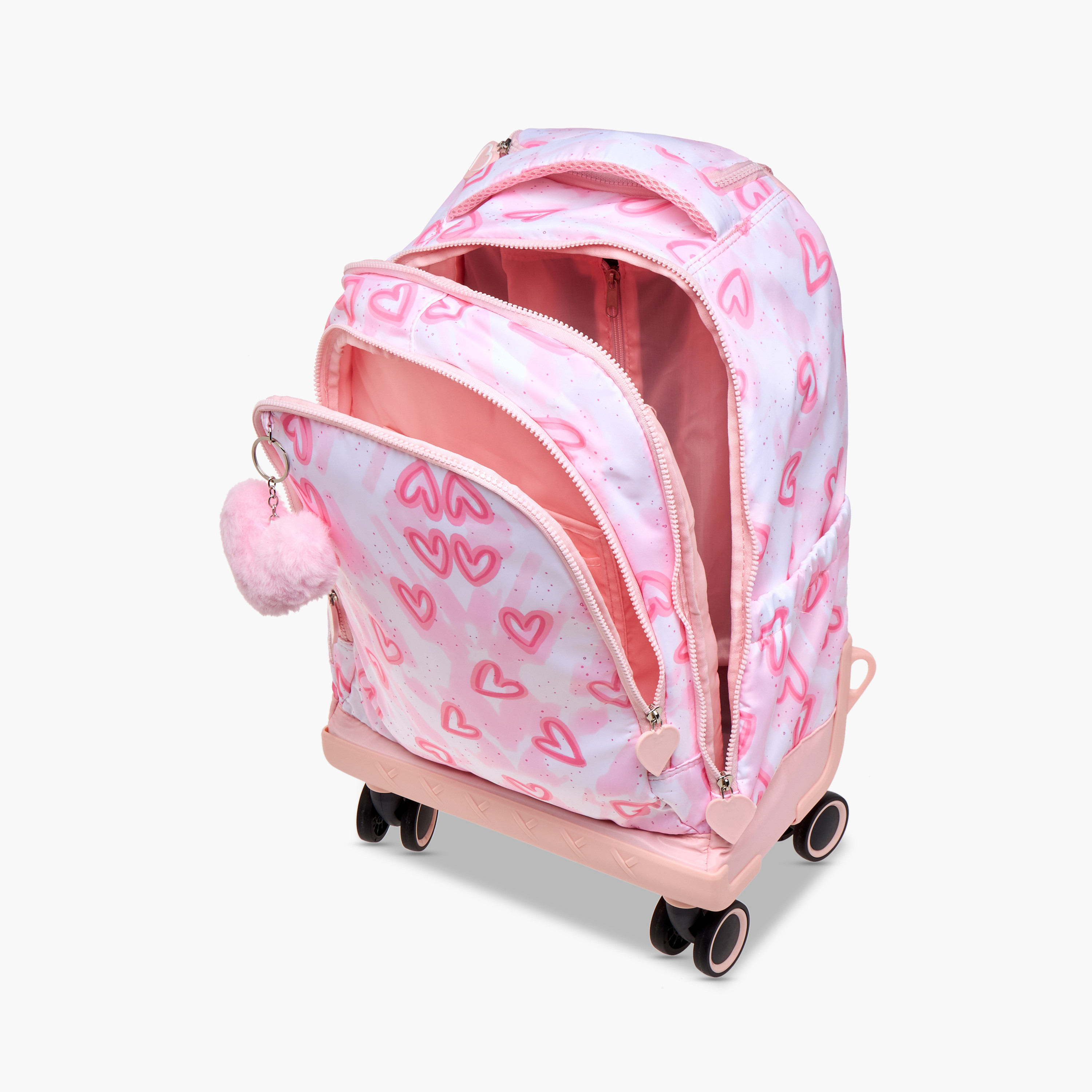 Juniors Heart Print Trolley Backpack with Retractable Handle - 18 inches-school-bagsandbackpacks-trolleybags-image-15