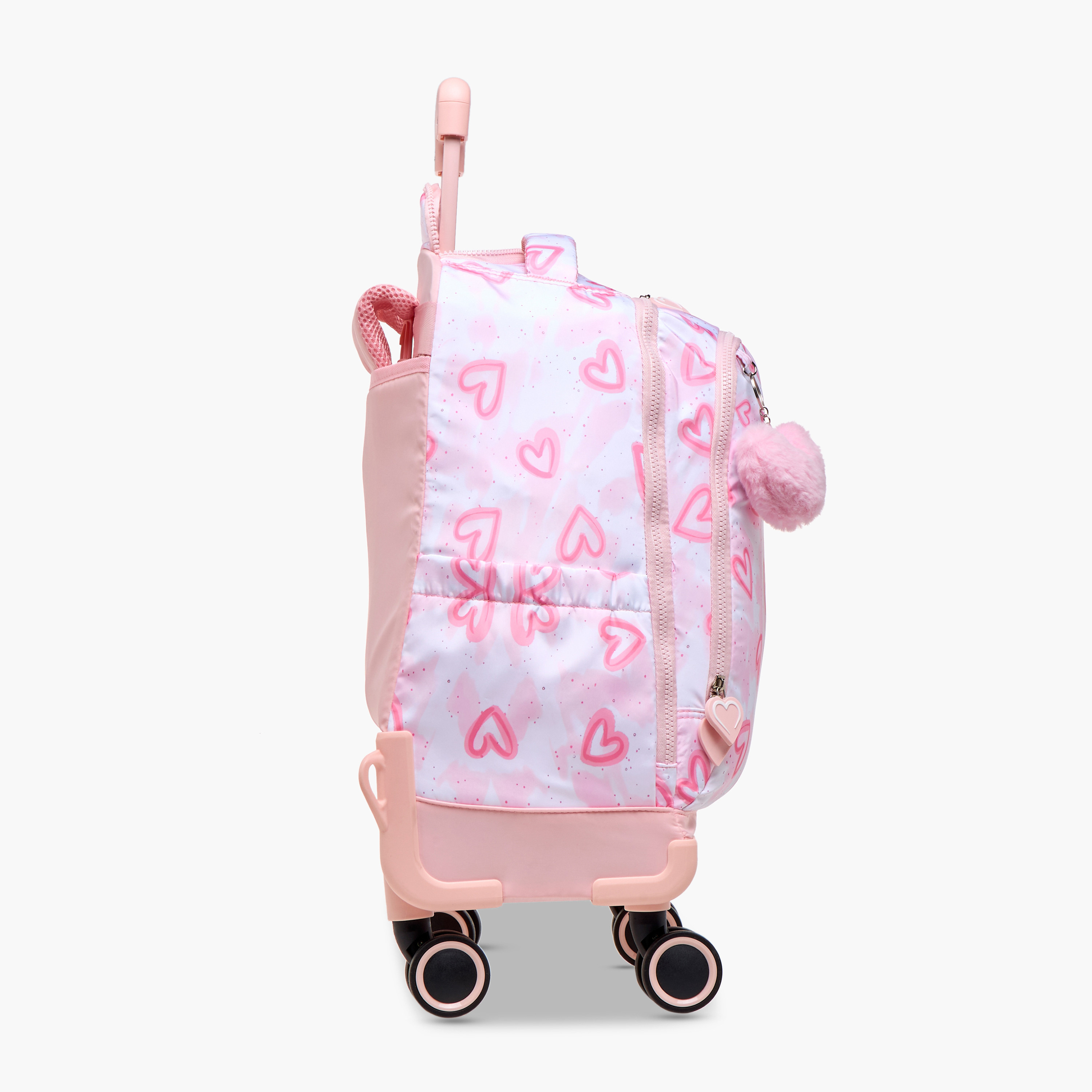 Juniors Heart Print Trolley Backpack with Retractable Handle - 18 inches-school-bagsandbackpacks-trolleybags-image-4