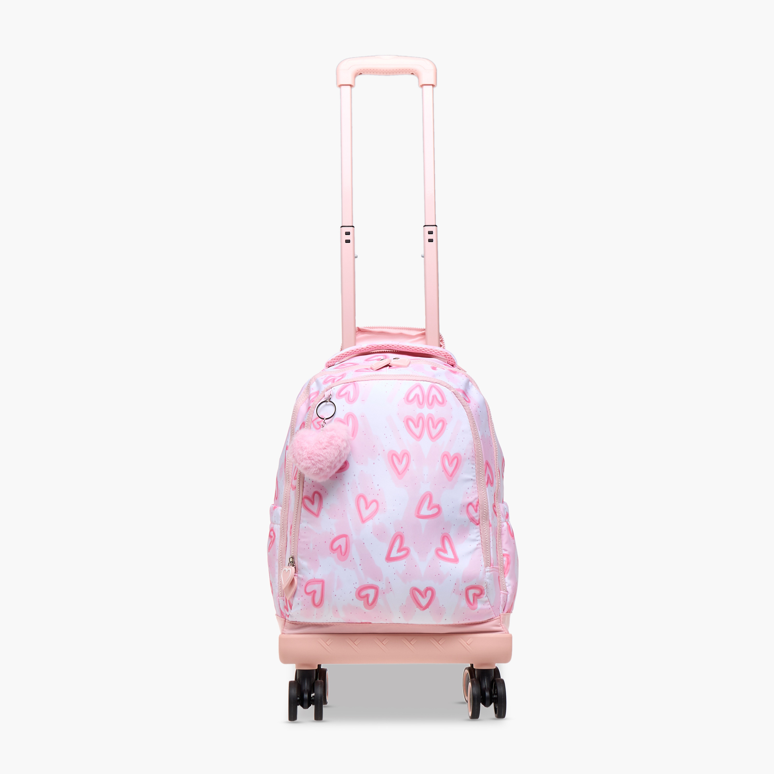 Juniors Heart Print Trolley Backpack with Retractable Handle - 18 inches-school-bagsandbackpacks-trolleybags-image-8