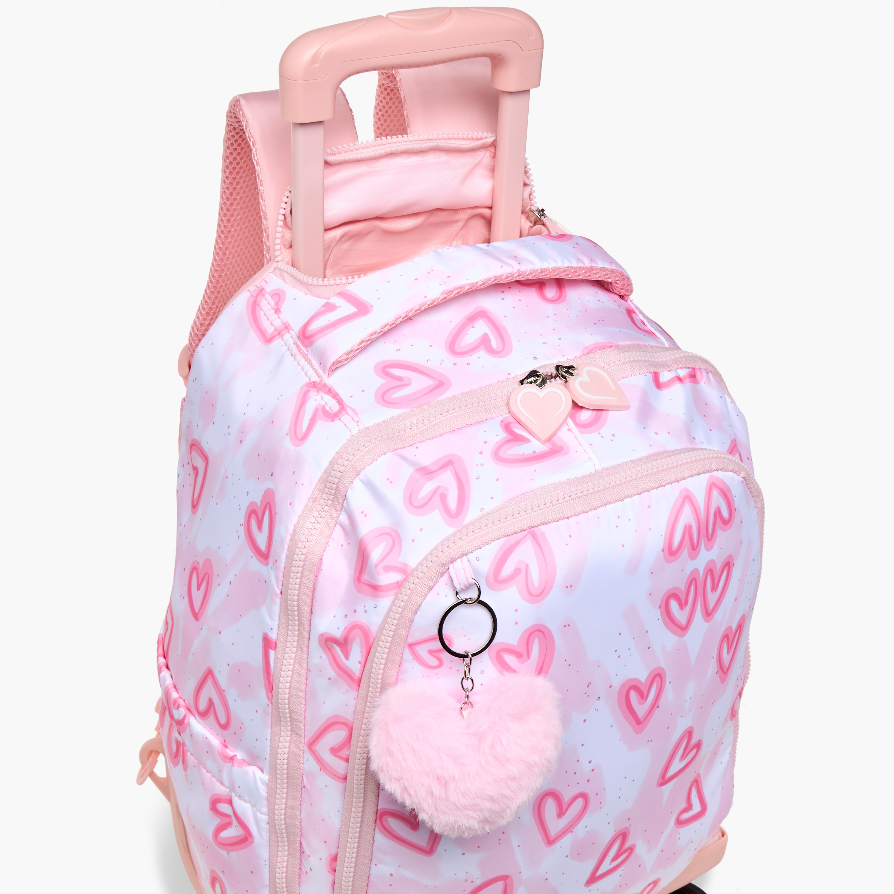 Juniors Heart Print Trolley Backpack with Retractable Handle - 18 inches-school-bagsandbackpacks-trolleybags-image-9