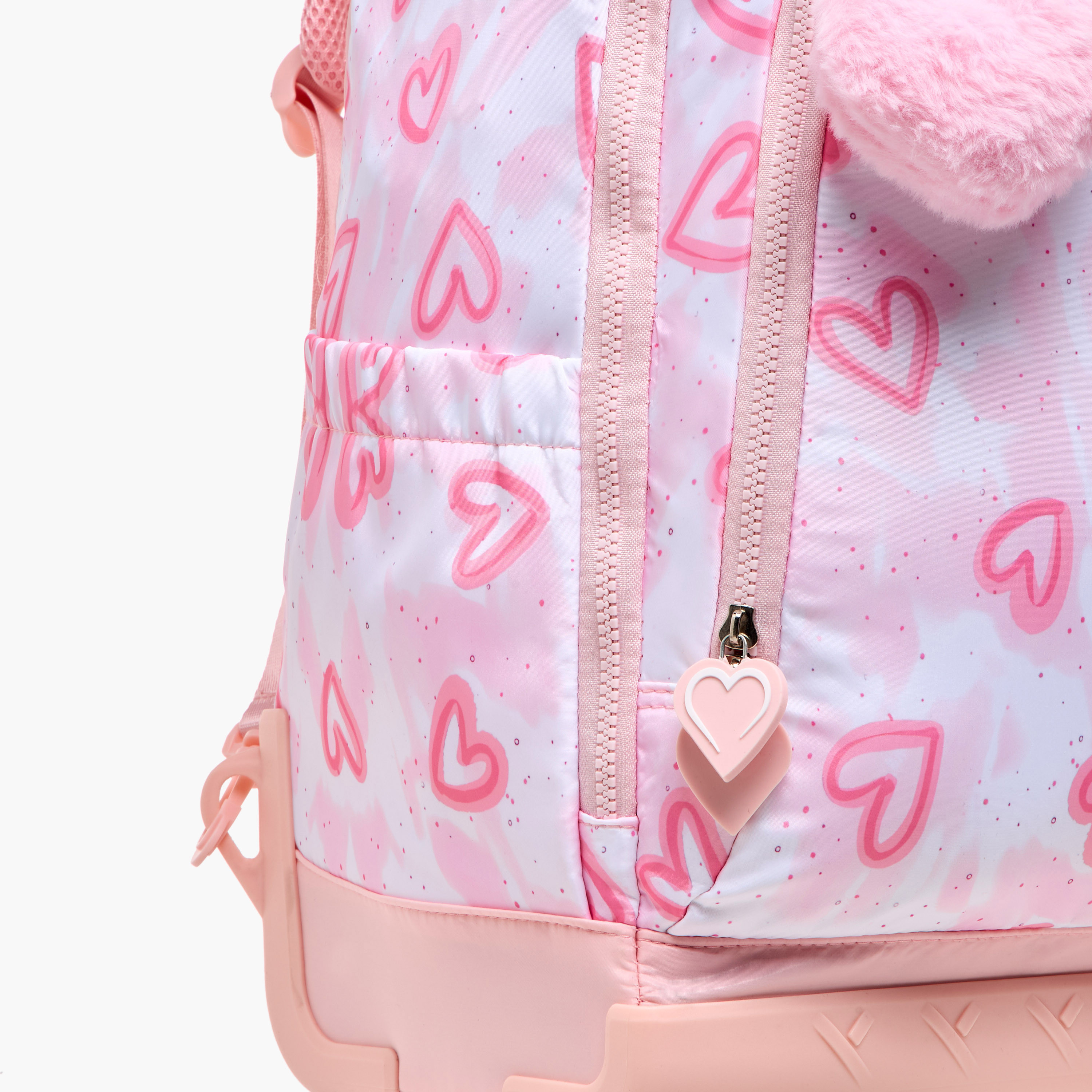 Juniors Heart Print Trolley Backpack with Retractable Handle - 18 inches-school-bagsandbackpacks-trolleybags-image-10