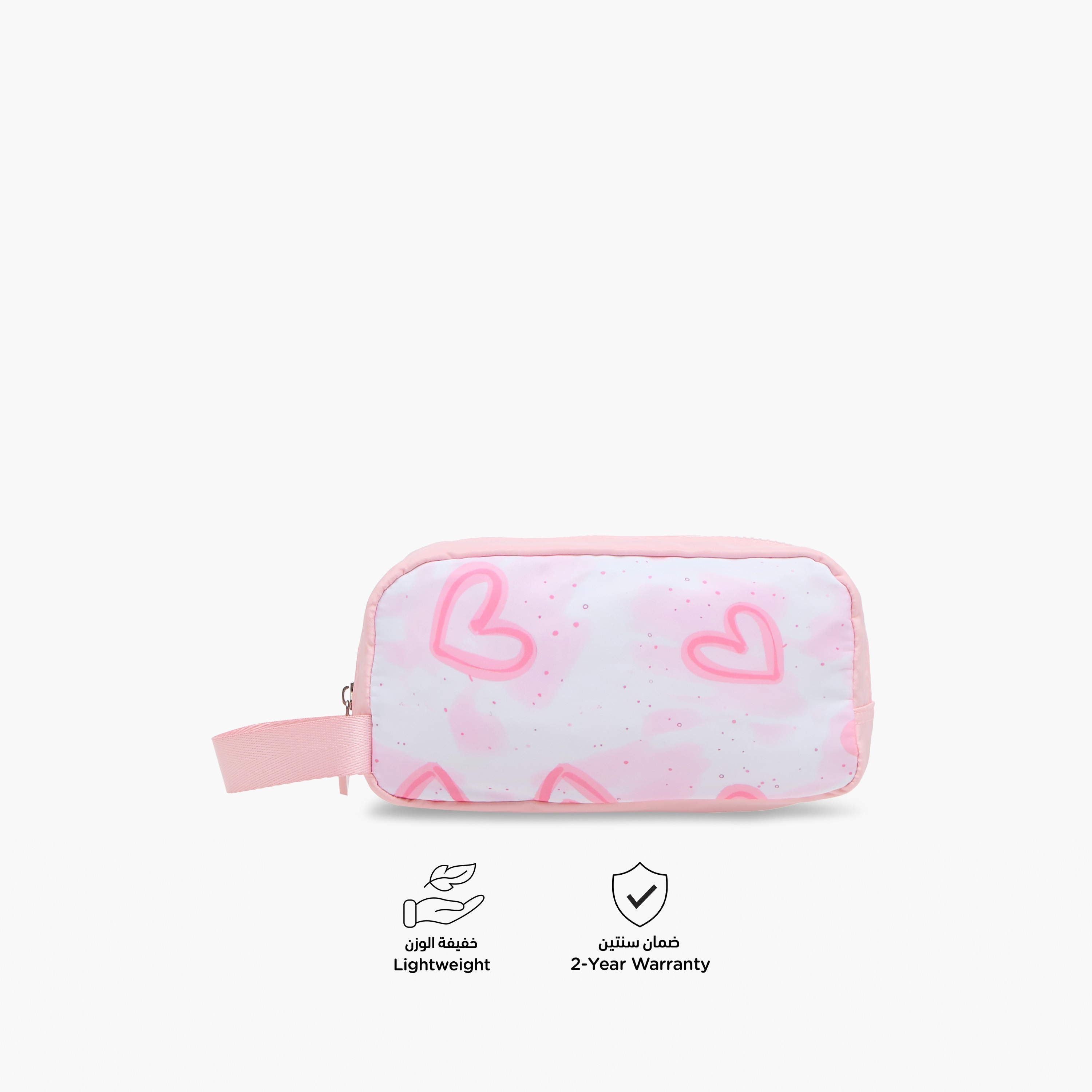 Juniors Heart Print Pencil Pouch with Zip Closure-school-stationery-pencilcases-image-4