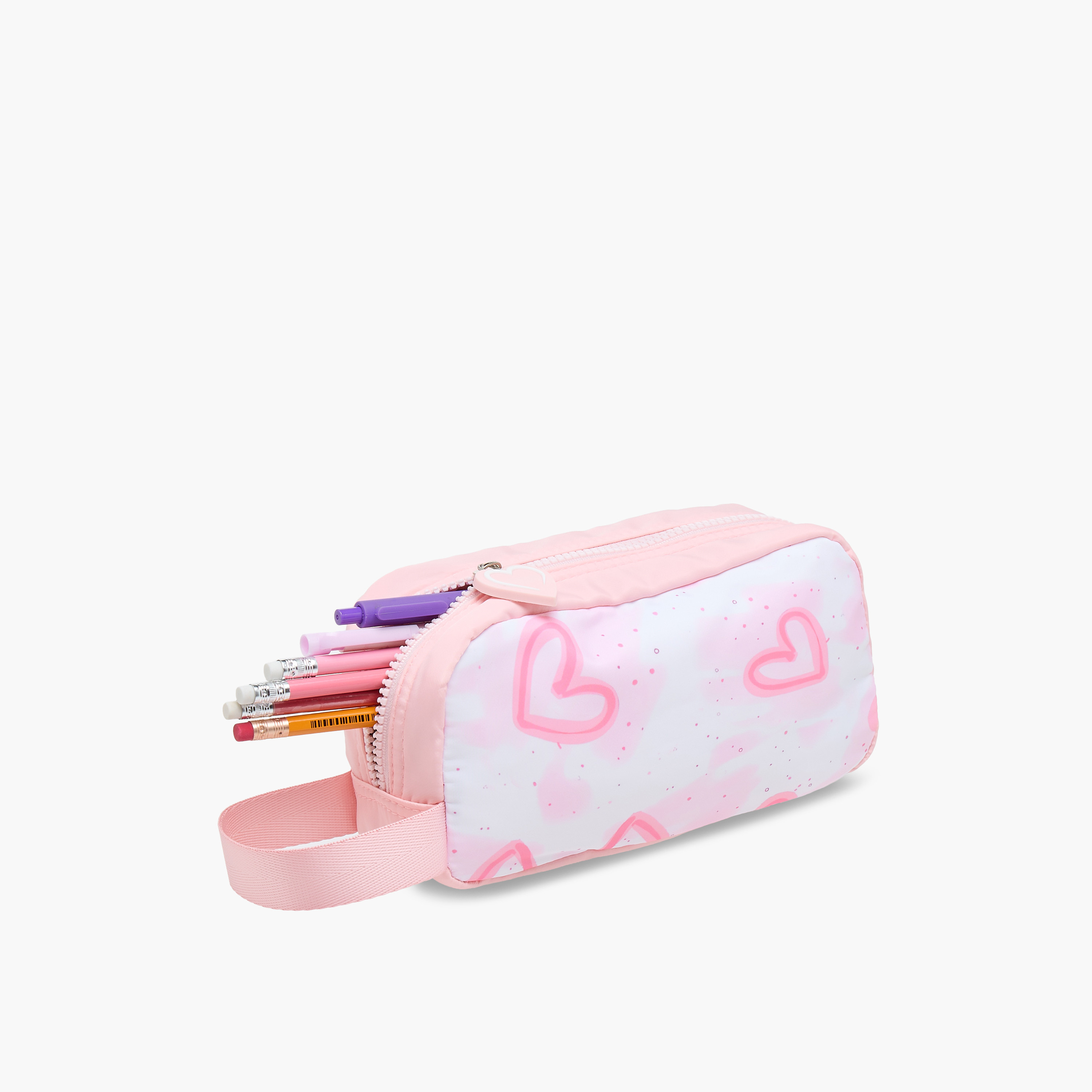 Juniors Heart Print Pencil Pouch with Zip Closure-school-stationery-pencilcases-image-7