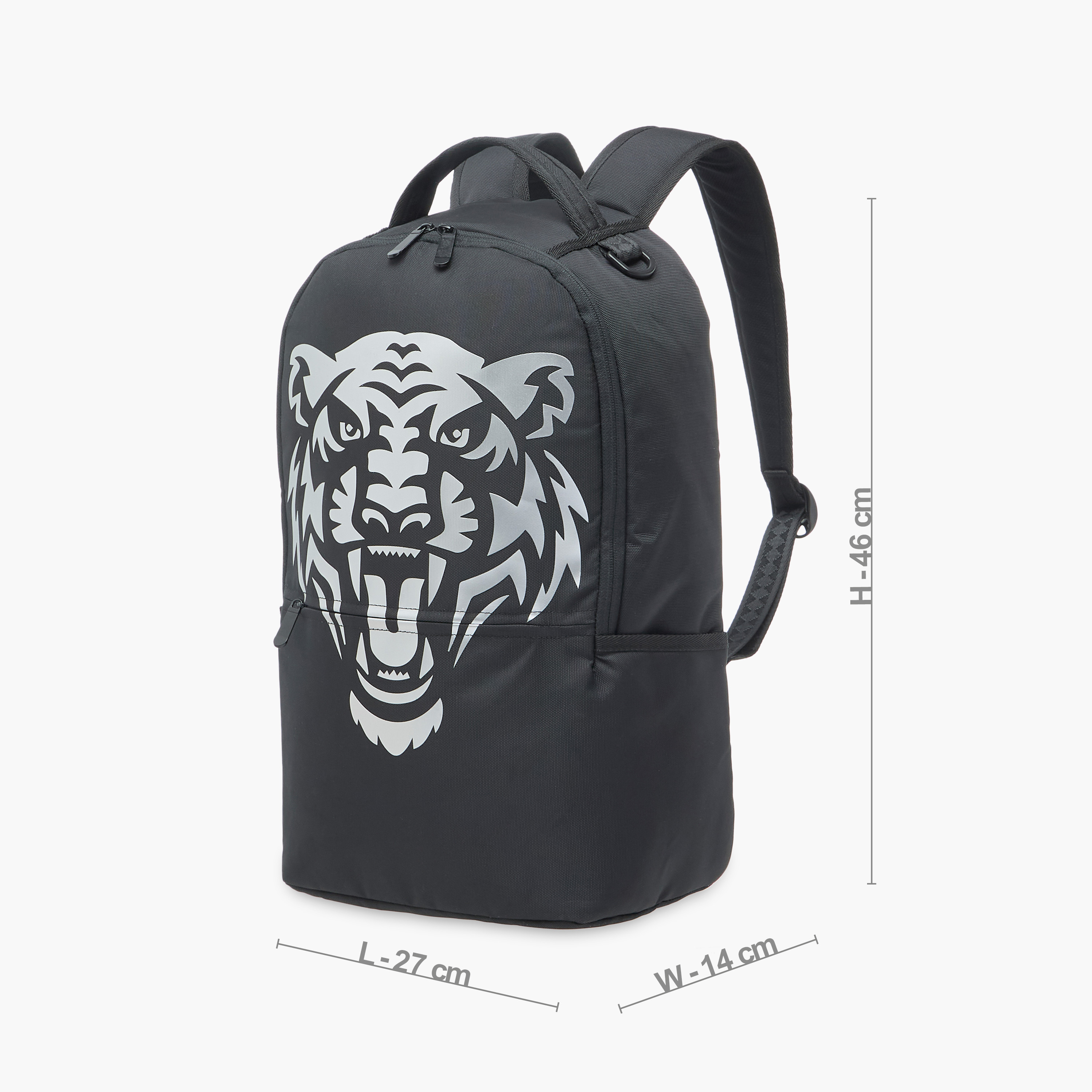 Juniors Tiger Print Backpack with Adjustable Shoulder Straps and Zip Closure - 18 inches-school-bagsandbackpacks-backpacks-image-2