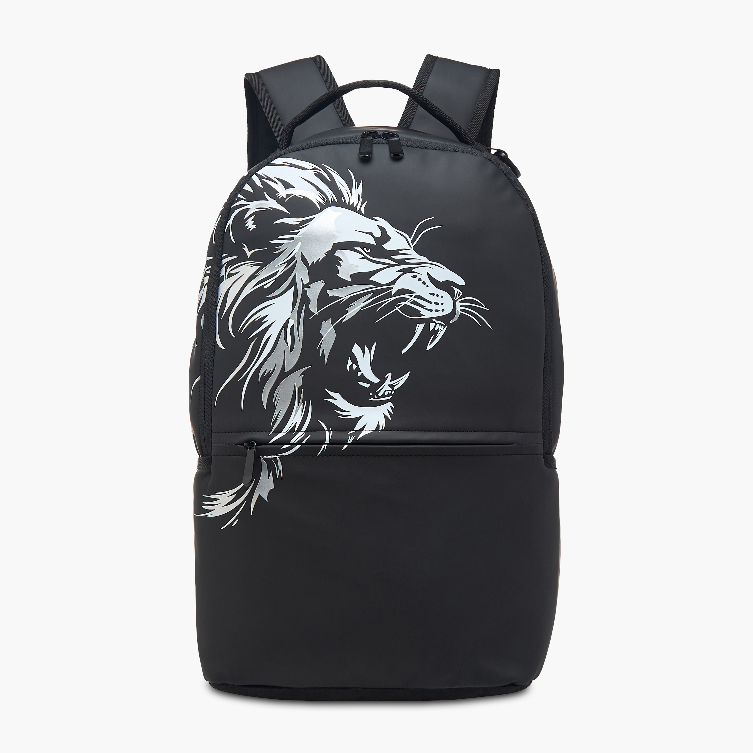 Juniors Lion Print Backpack with Adjustable Shoulder Straps and Zip Closure - 18 inches-school-bagsandbackpacks-backpacks-image-1