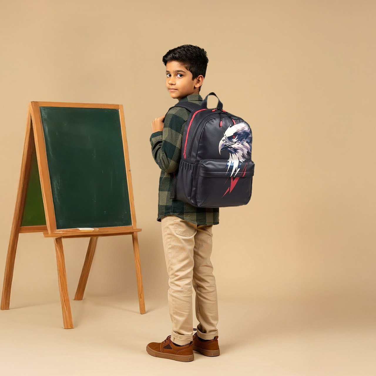 Juniors Eagle Print Backpack with Adjustable Straps and Zip Closure - 17 inches-school-bagsandbackpacks-backpacks-image-2