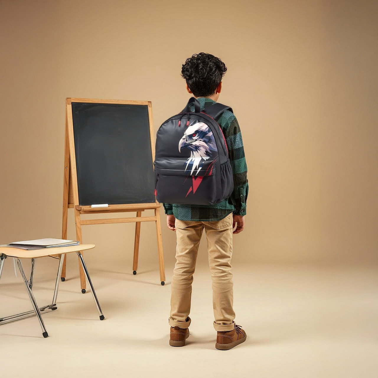 Juniors Eagle Print Backpack with Adjustable Straps and Zip Closure - 17 inches-school-bagsandbackpacks-backpacks-image-3