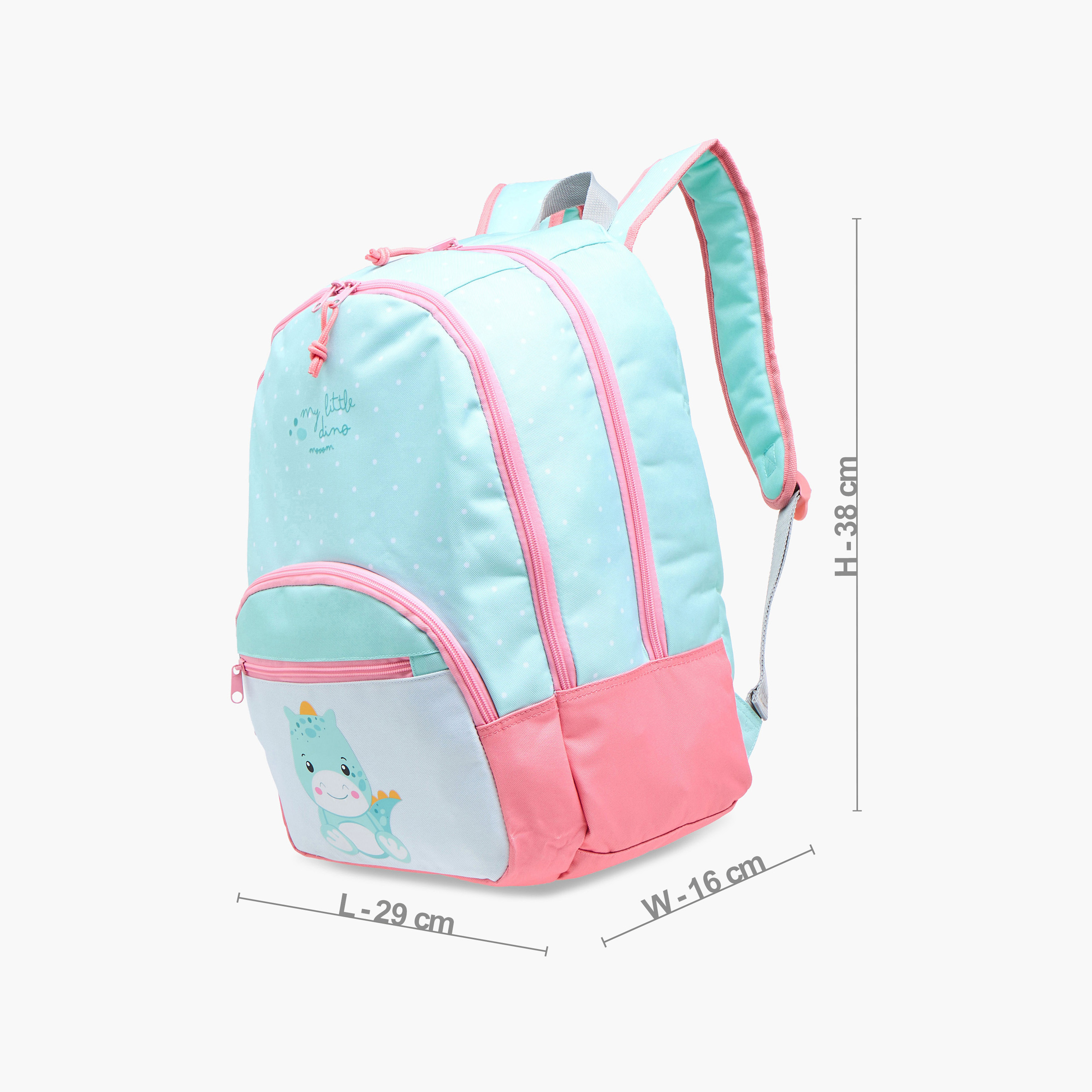 Movom Dinosaur Print Backpack with Adjustable Straps and Zip Closure - 17 inches-school-bagsandbackpacks-backpacks-image-2
