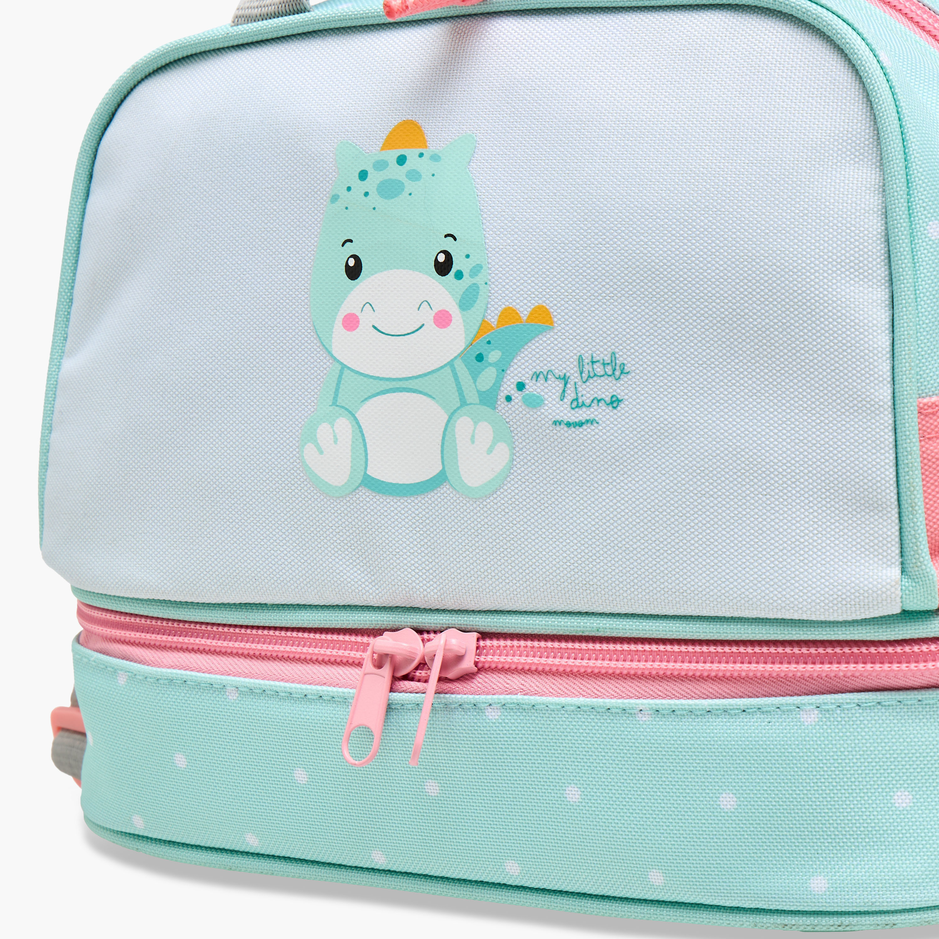 Movom Dinosaur Print Double Layer Lunch Bag with Zip Closure-school-lunchessentials-lunchbags-image-3