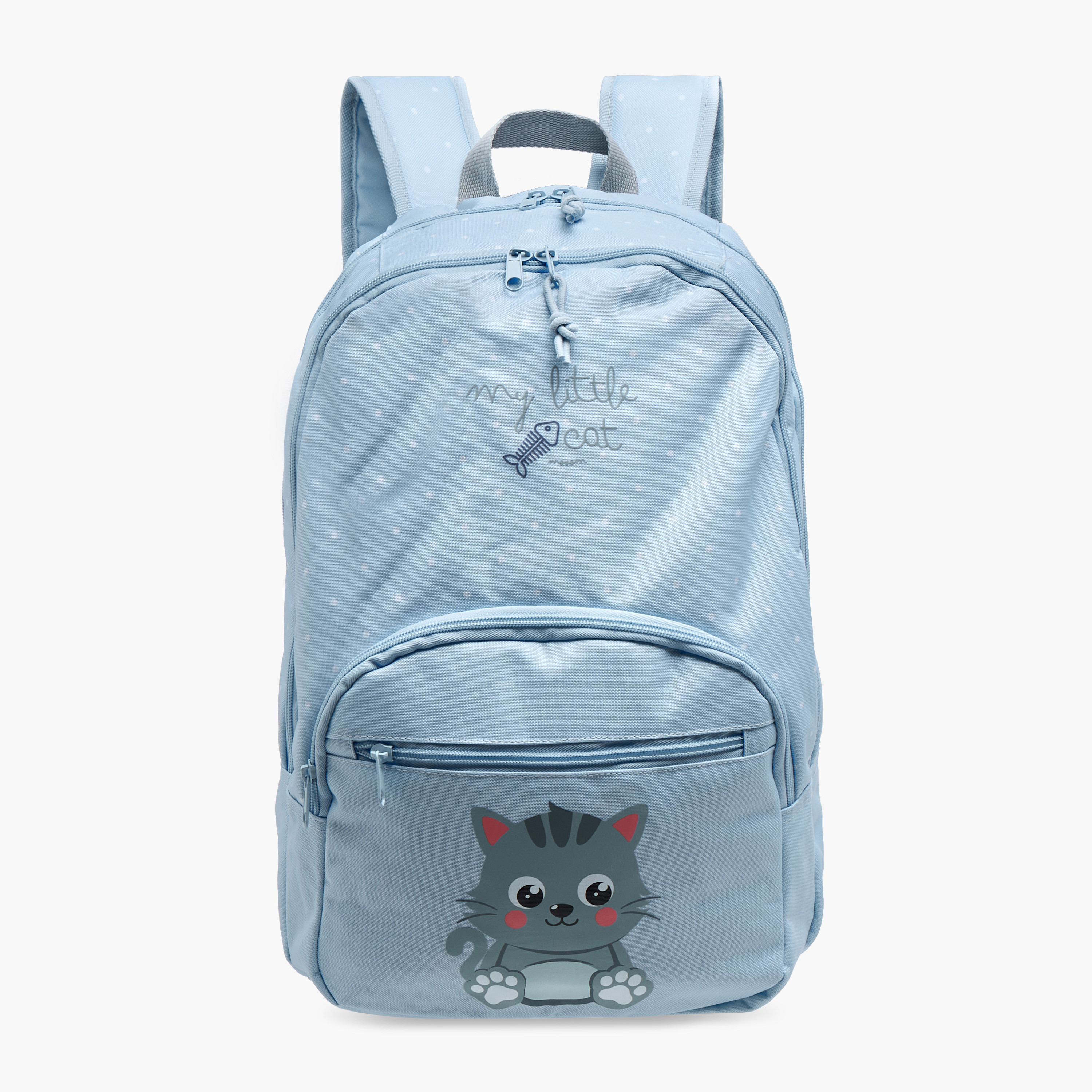 Movom Cat Print Backpack with Adjustable Straps and Zip Closure - 17 inches-school-bagsandbackpacks-backpacks-image-1