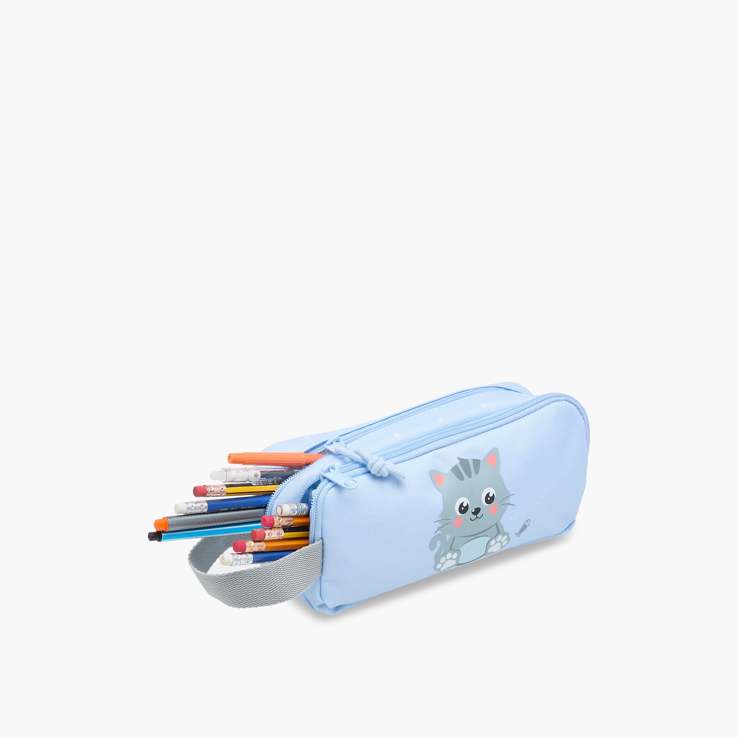 Movom Cat Print 2-Compartment Pencil Pouch with Zip Closure-school-stationery-pencilcases-image-8