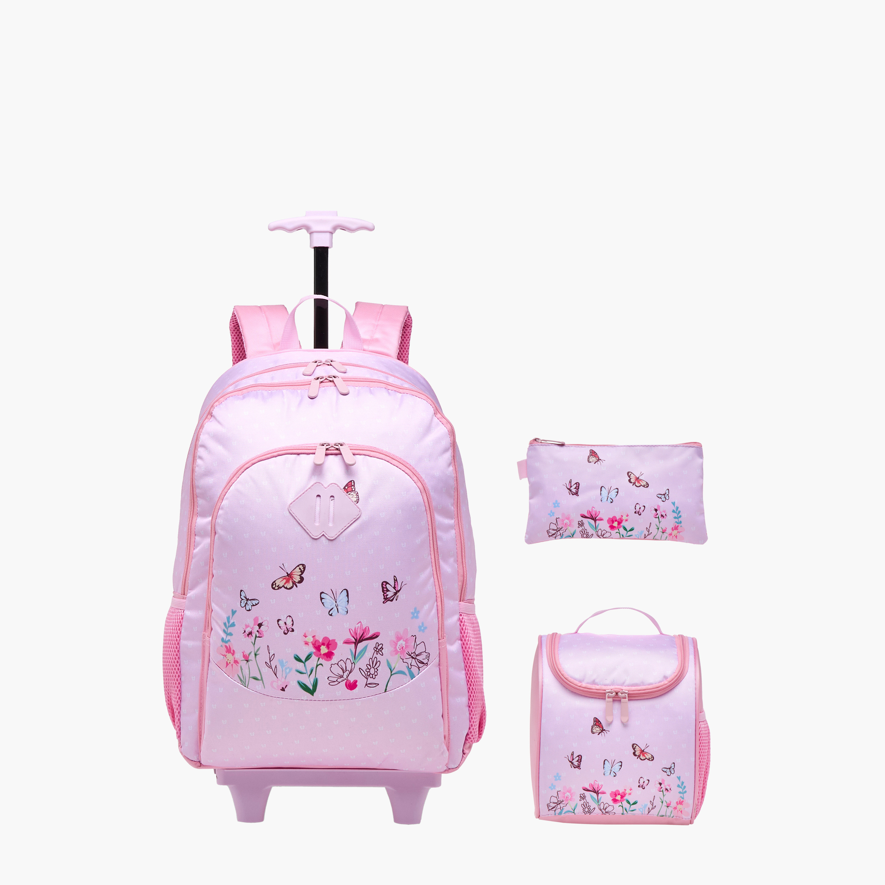 طقم شنطة ترولي مدرسية 3 قطع للبنات 8-13 سنة مع شنطة غداء ومقلمة بطبعات من جونيورز-school-bagsandbackpacks-trolleybags-image-1