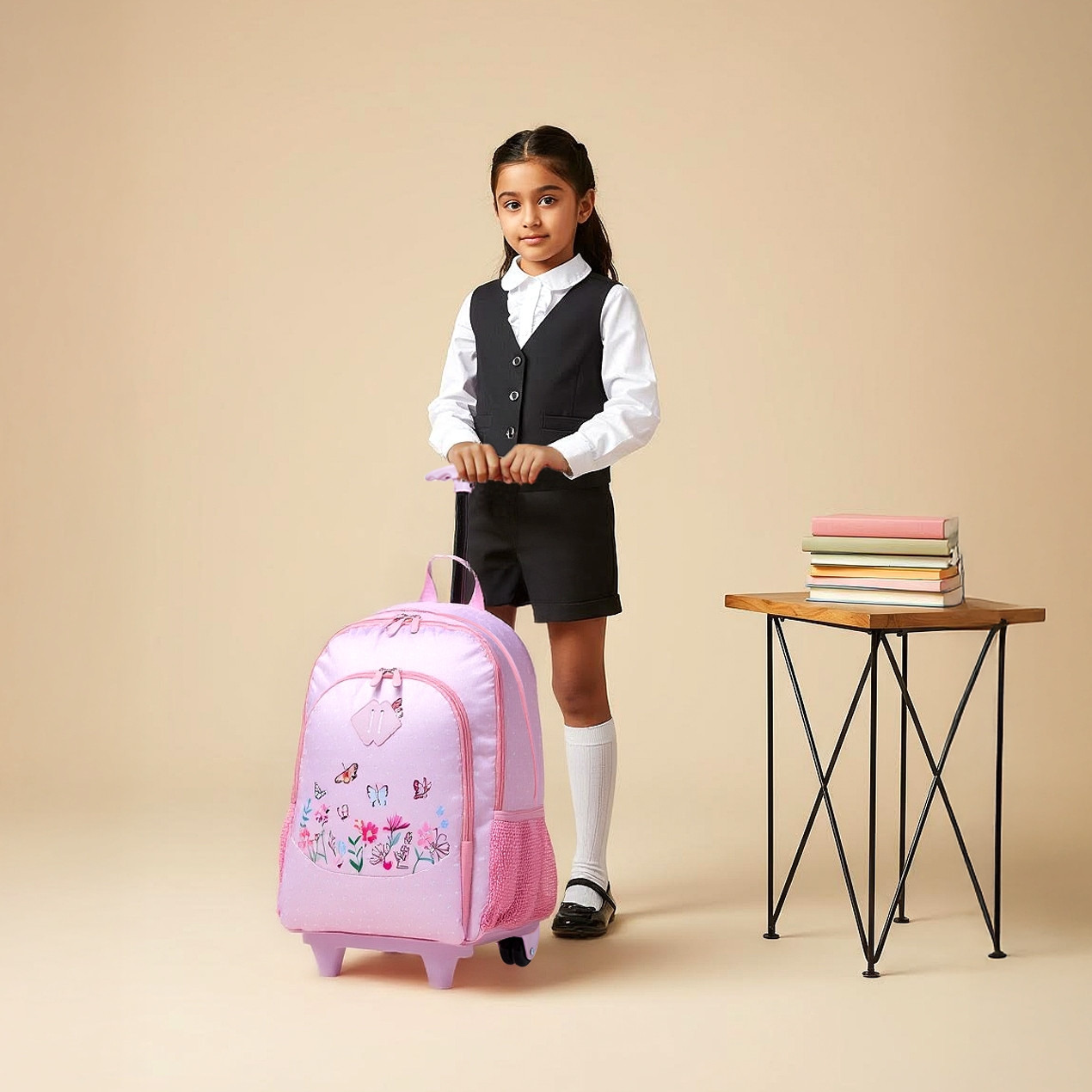 طقم شنطة ترولي مدرسية 3 قطع للبنات 8-13 سنة مع شنطة غداء ومقلمة بطبعات من جونيورز-school-bagsandbackpacks-trolleybags-image-2