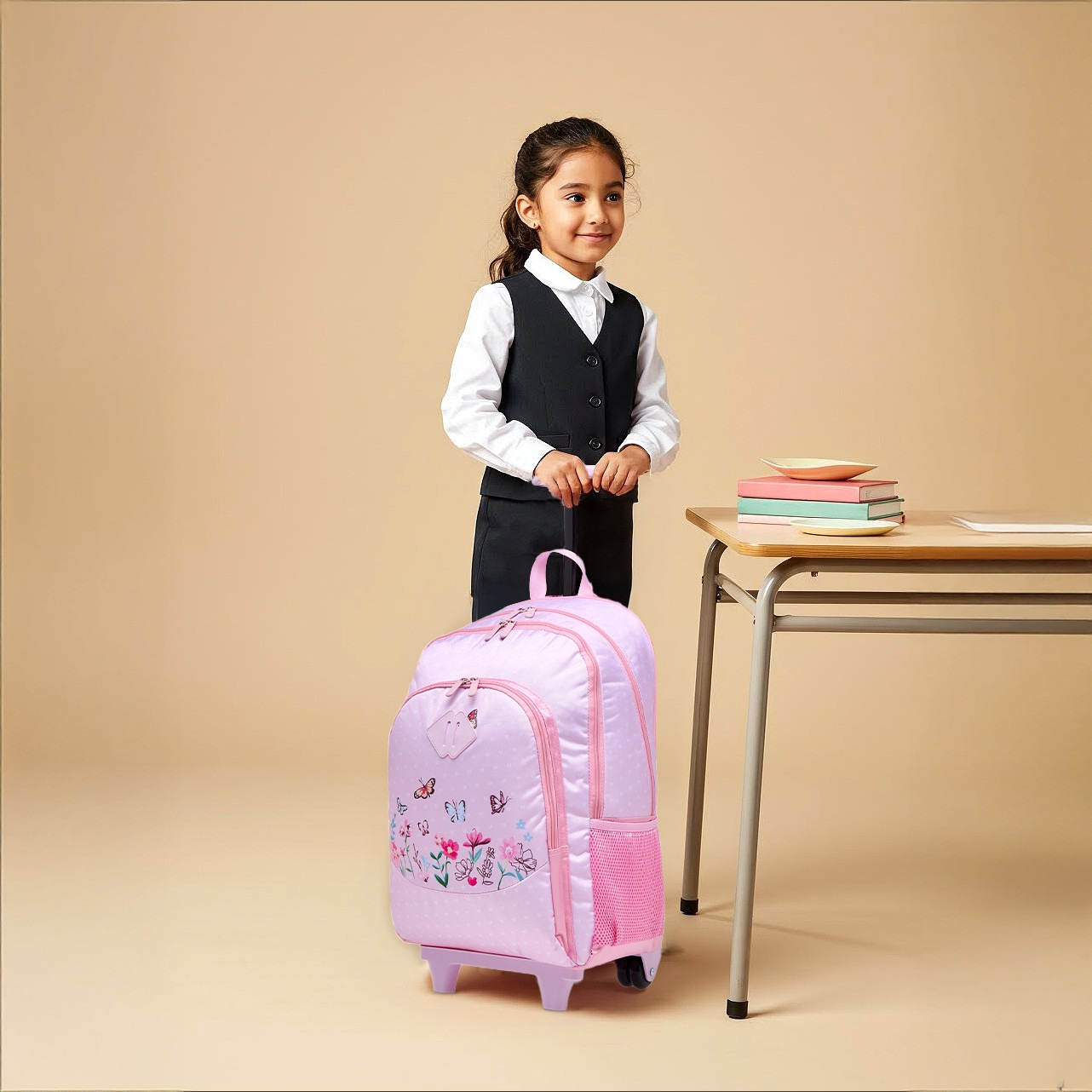 طقم شنطة ترولي مدرسية 3 قطع للبنات 8-13 سنة مع شنطة غداء ومقلمة بطبعات من جونيورز-school-bagsandbackpacks-trolleybags-image-3