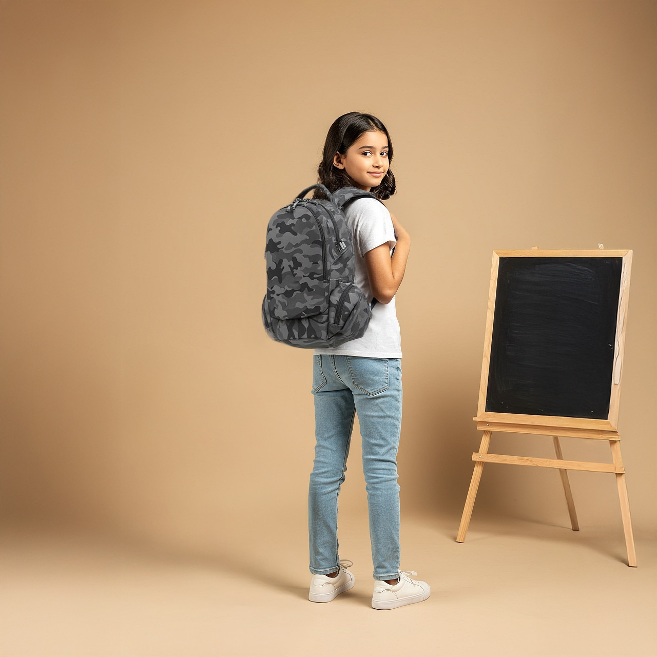 Juniors Camo Print Backpack with Adjustable Straps and Zip Closure - 18 inches-school-bagsandbackpacks-backpacks-image-3