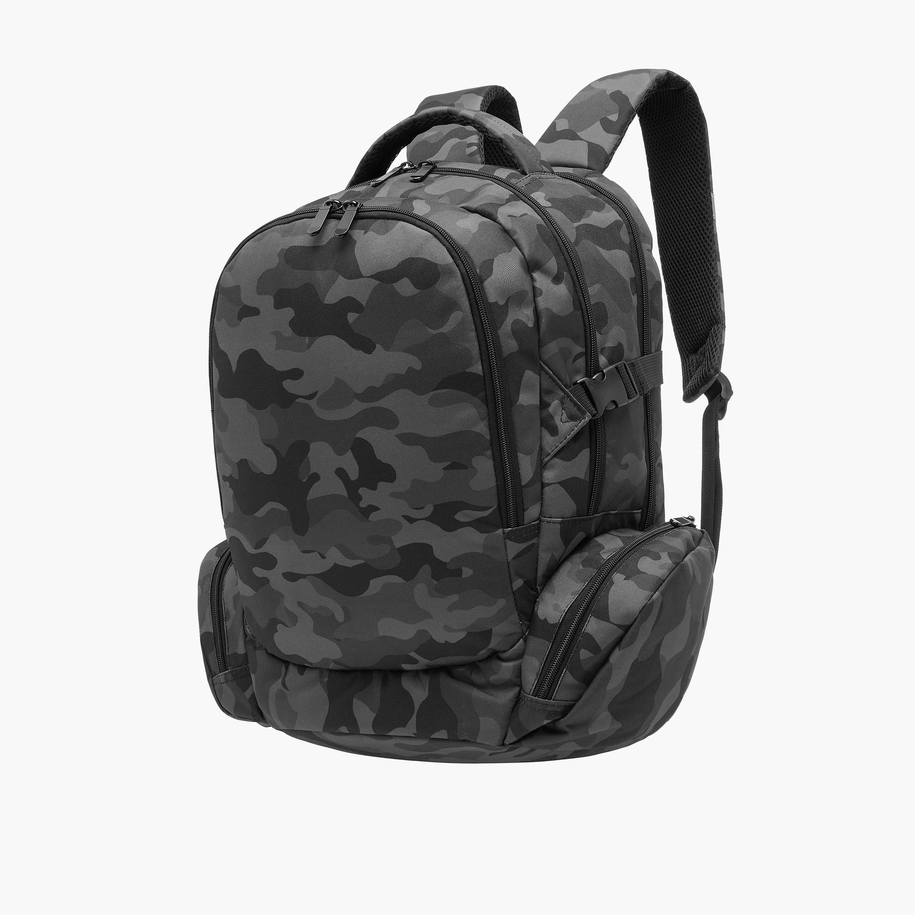 Juniors Camo Print Backpack with Adjustable Straps and Zip Closure - 18 inches-school-bagsandbackpacks-backpacks-image-4