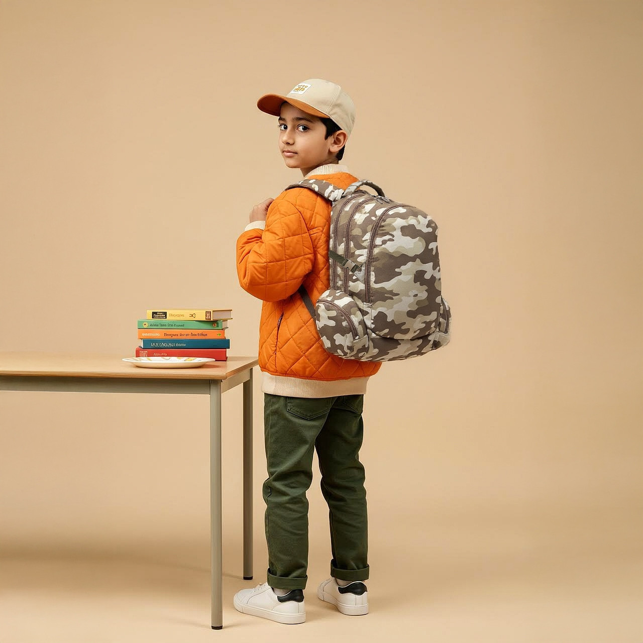 Juniors Camo Print Backpack with Adjustable Straps and Zip Closure - 18 inches-school-bagsandbackpacks-backpacks-image-2