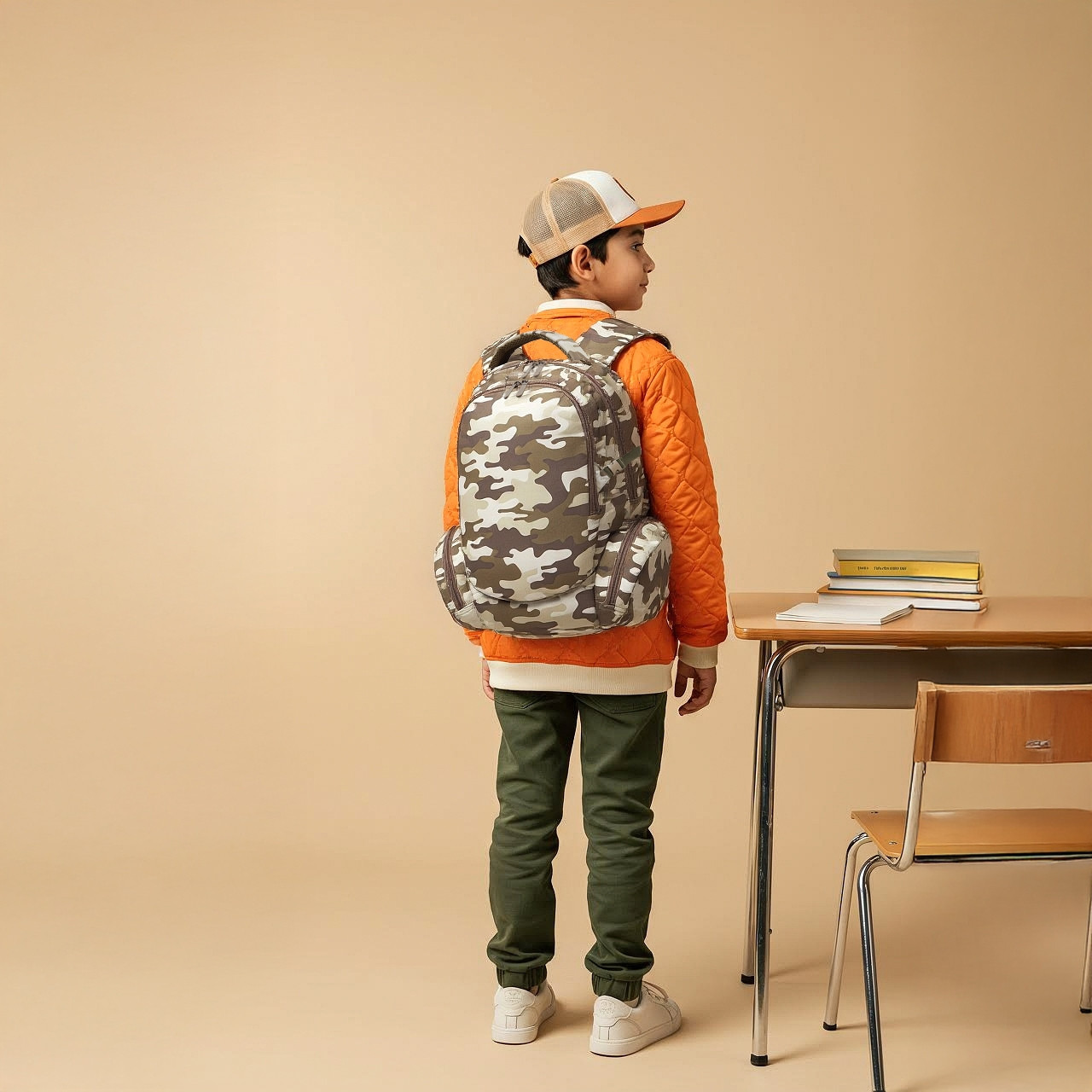 Juniors Camo Print Backpack with Adjustable Straps and Zip Closure - 18 inches-school-bagsandbackpacks-backpacks-image-3