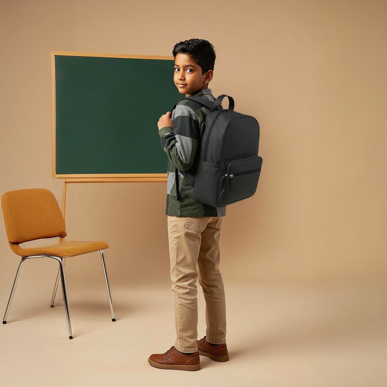 Juniors Solid Backpack with Adjustable Straps and Zip Closure - 17 inches-school-bagsandbackpacks-backpacks-image-2