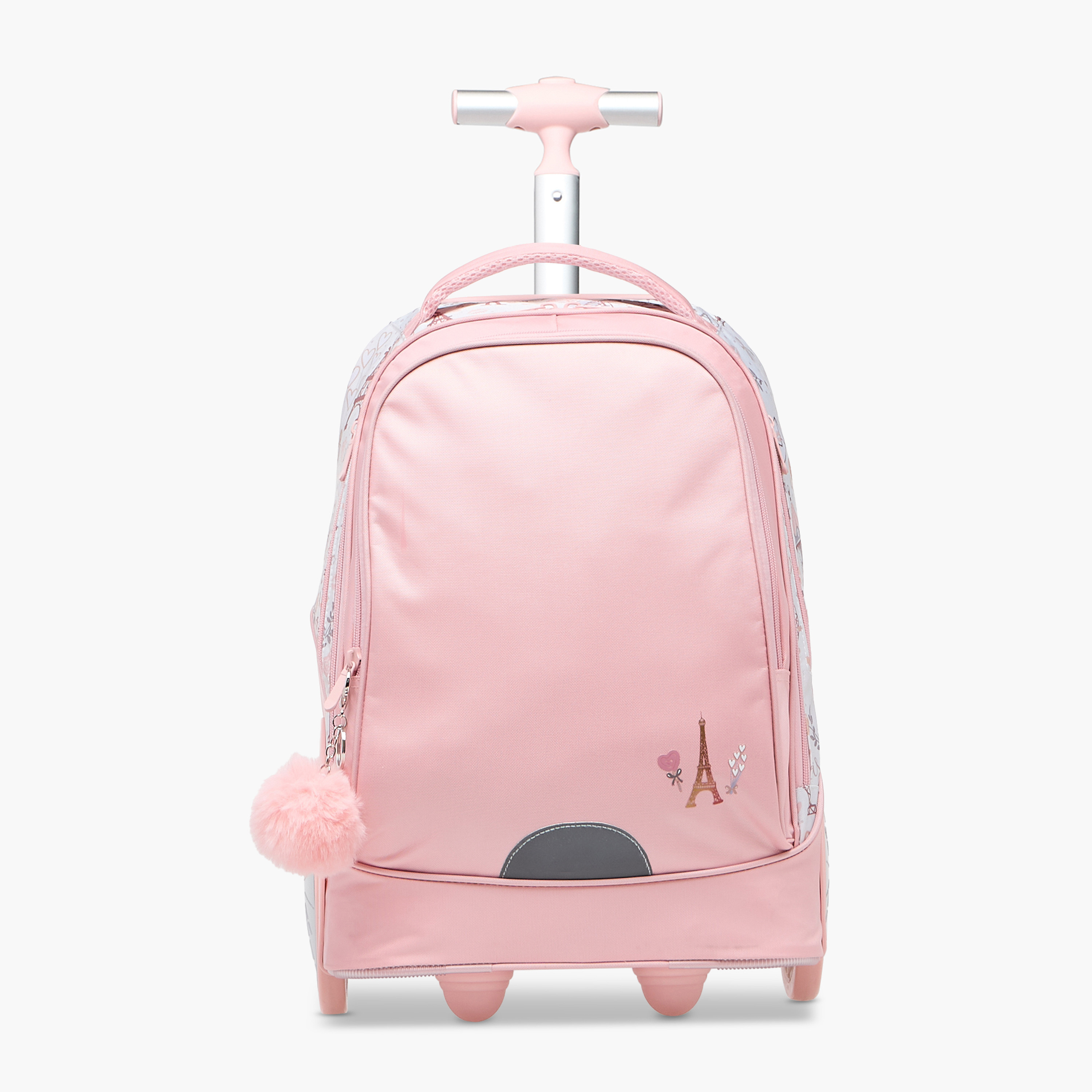 Juniors Paris Print Trolley Bag with Retractable Handle and Zip Closure - 18 inches-school-bagsandbackpacks-trolleybags-image-2