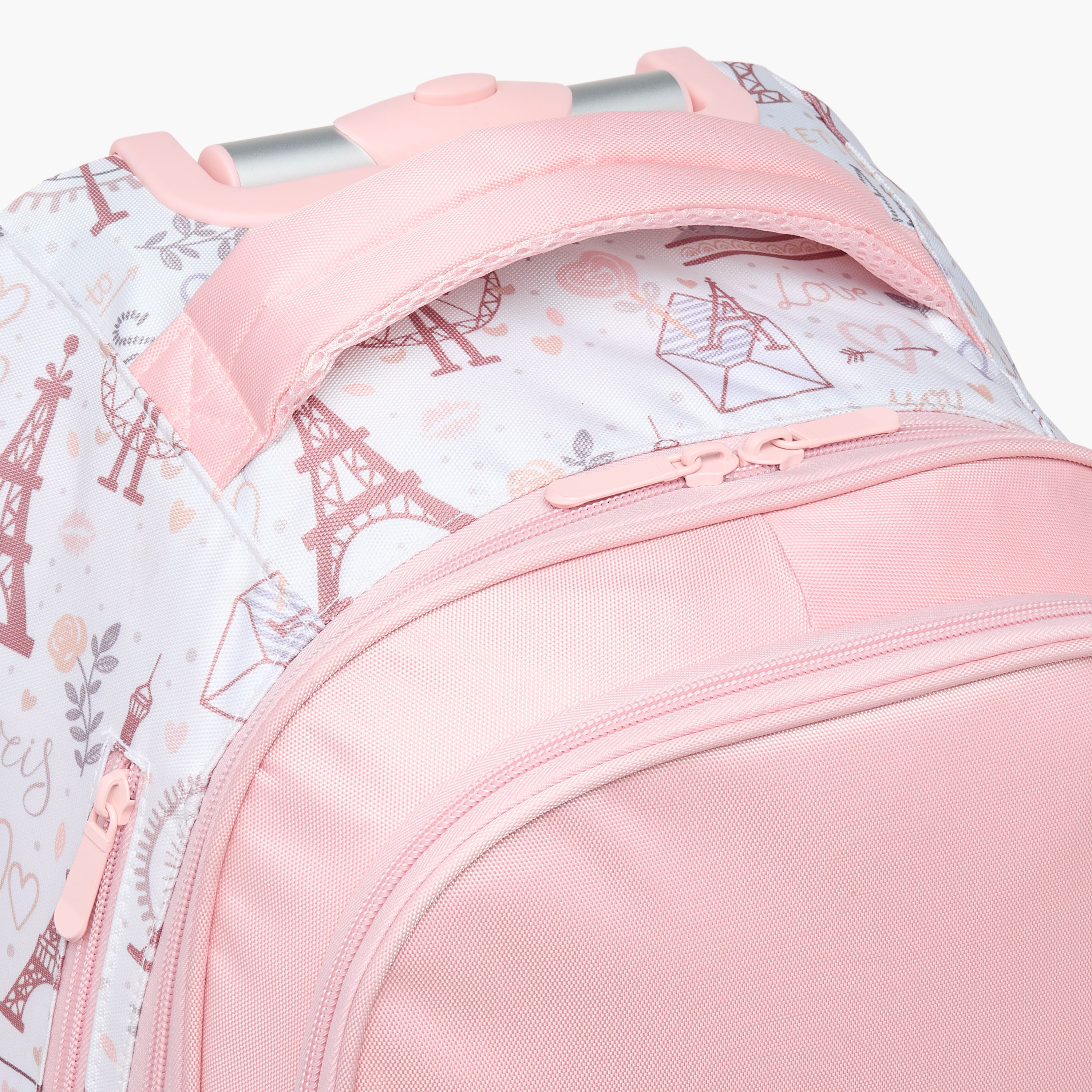 Juniors Paris Print Trolley Bag with Retractable Handle and Zip Closure - 18 inches-school-bagsandbackpacks-trolleybags-image-14