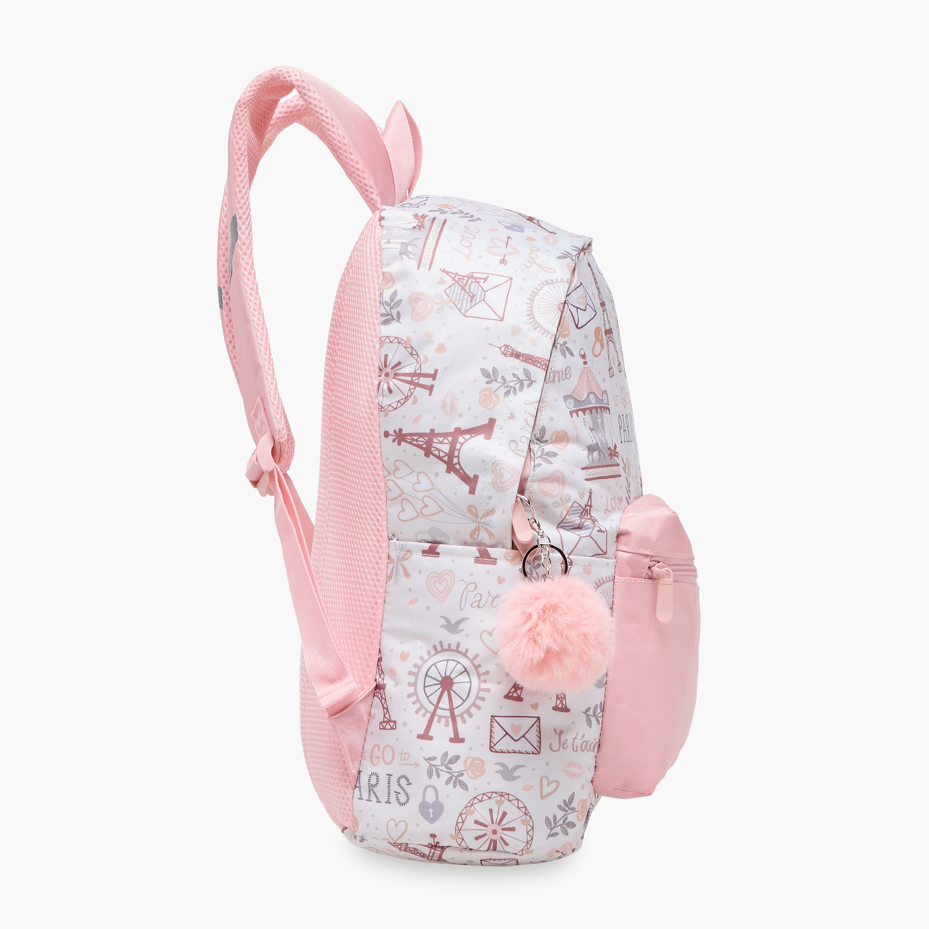 Juniors Paris Print Backpack with Adjustable Straps and Zip Closure - 18 inches-school-bagsandbackpacks-backpacks-image-3