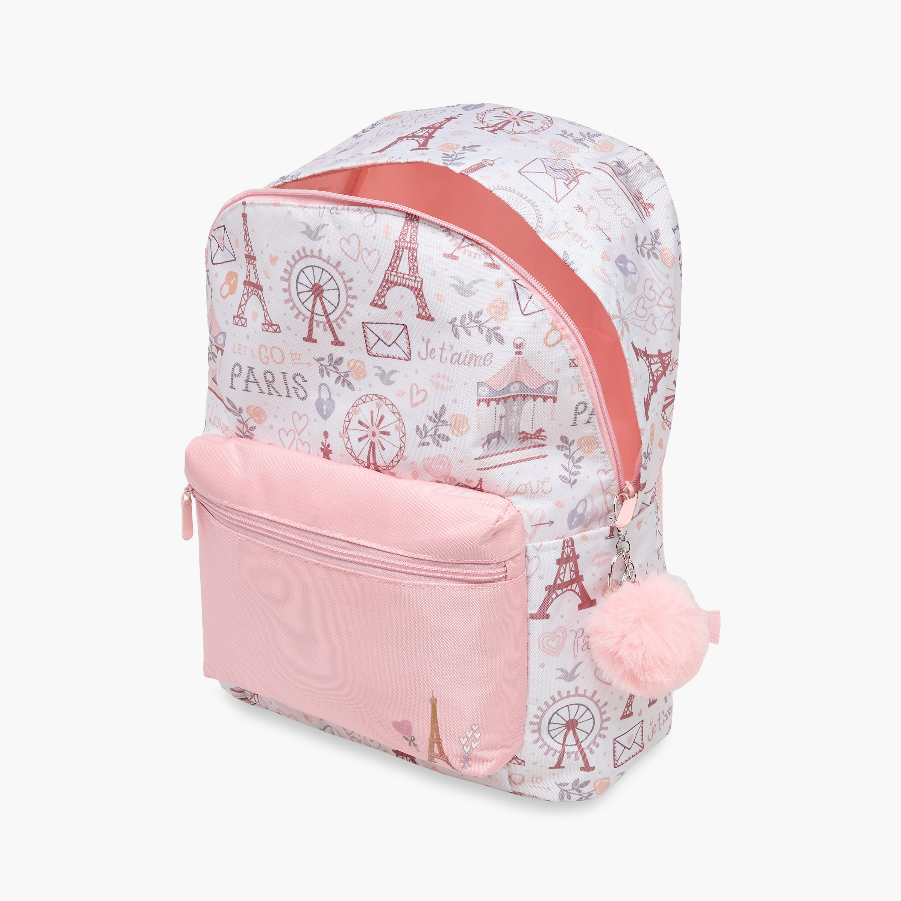 Juniors Paris Print Backpack with Adjustable Straps and Zip Closure - 18 inches-school-bagsandbackpacks-backpacks-image-9