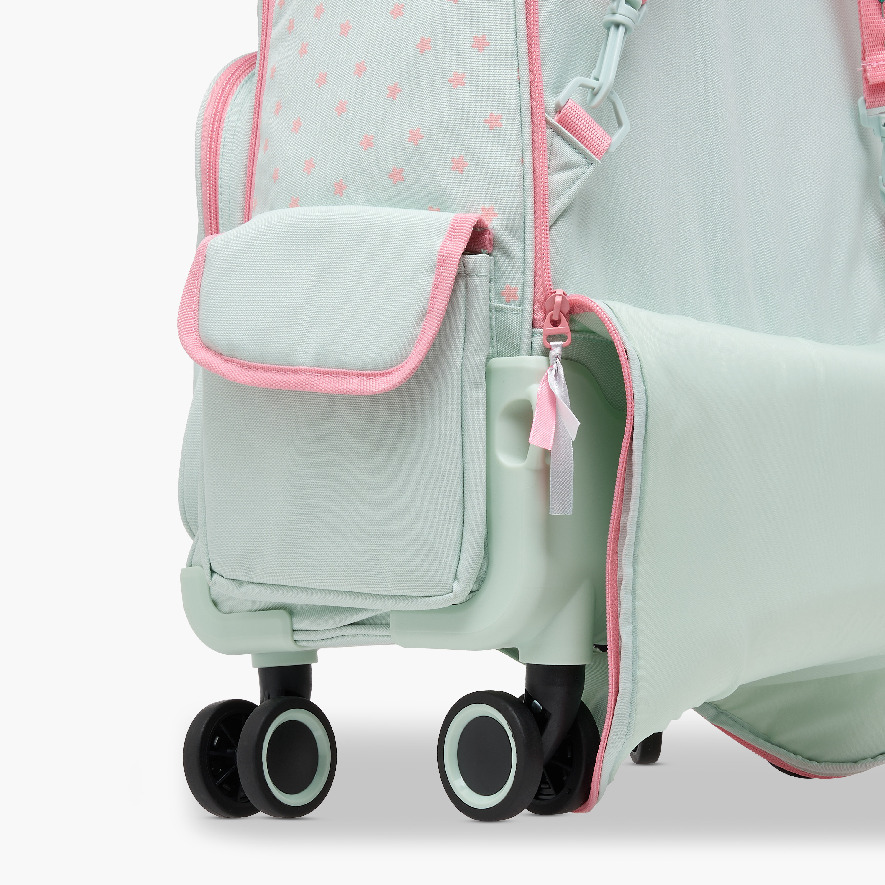 Juniors Butterfly Print Trolley Backpack with Retractable Handle and Zip Closure - 18 Inches-school-bagsandbackpacks-trolleybags-image-11