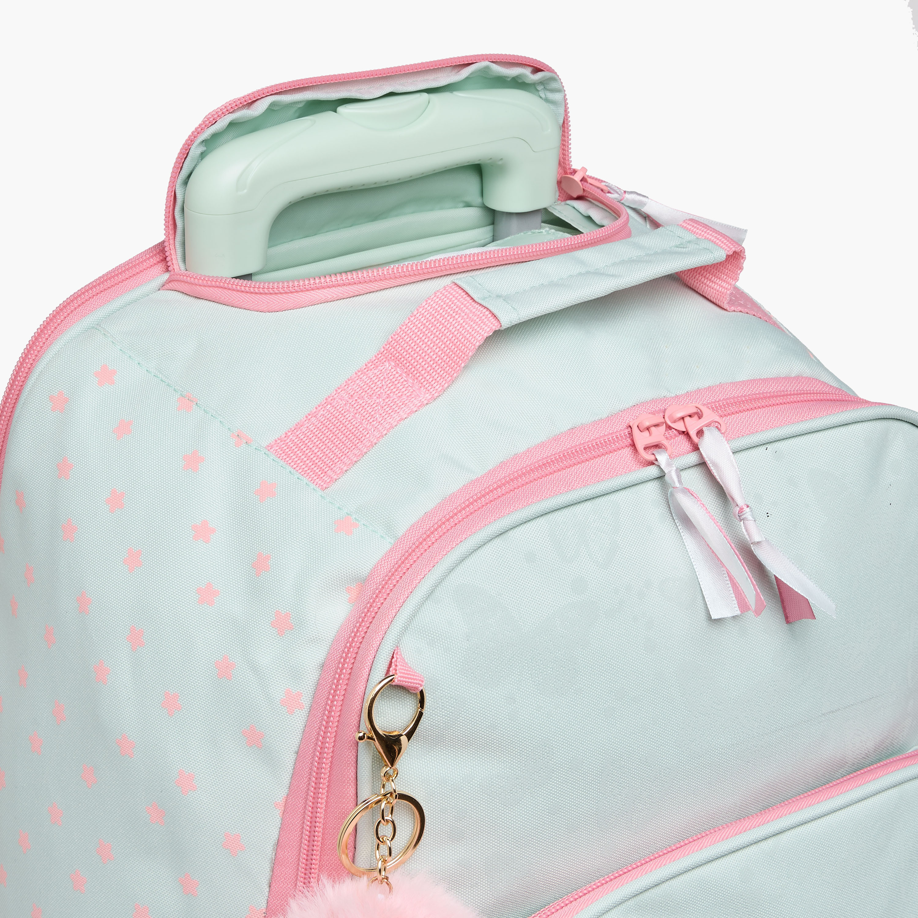 Juniors Butterfly Print Trolley Backpack with Retractable Handle and Zip Closure - 18 Inches-school-bagsandbackpacks-trolleybags-image-9