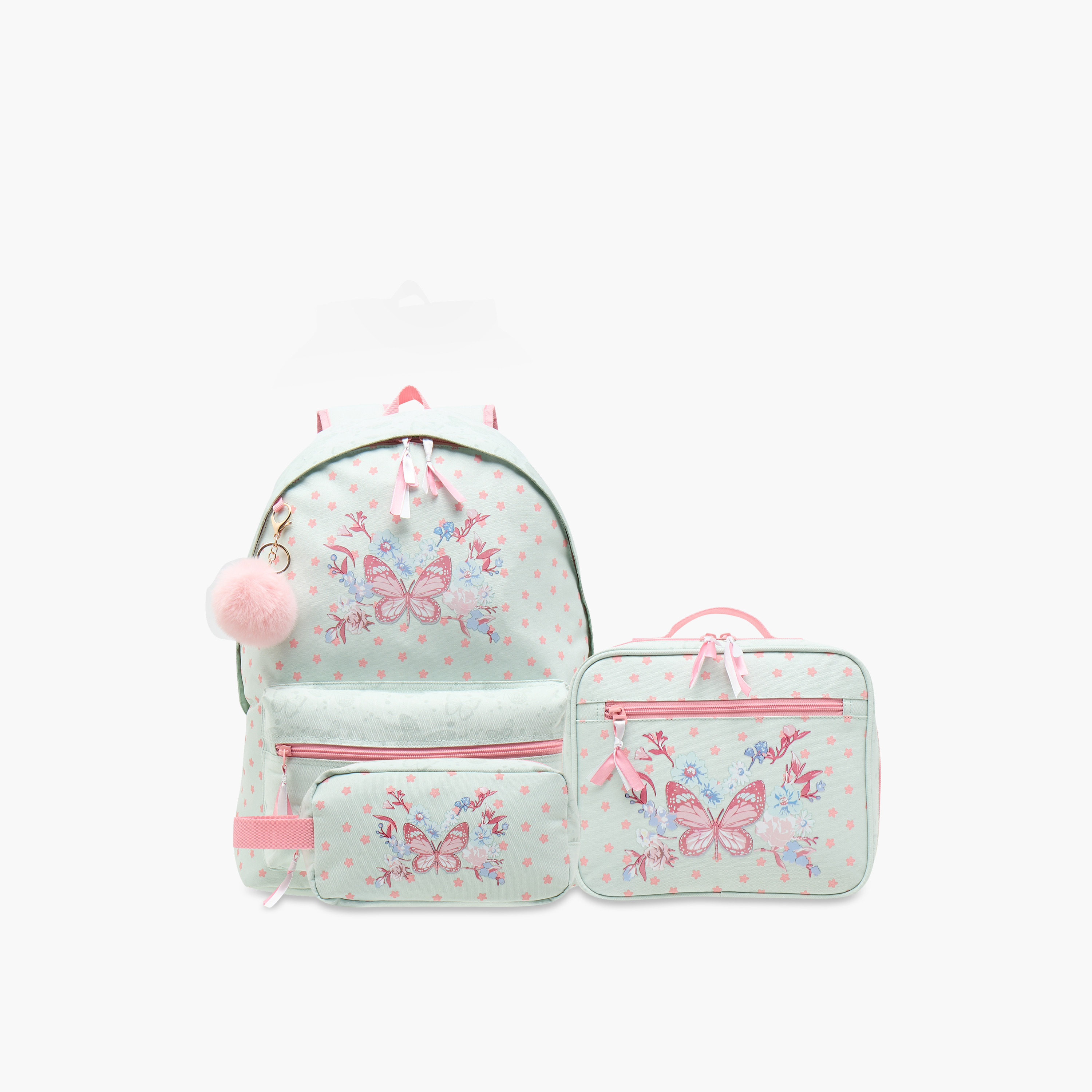 Juniors Butterfly Print Backpack with Adjustable Shoulder Straps and Zip Closure - 18 inches-school-bagsandbackpacks-backpacks-image-10