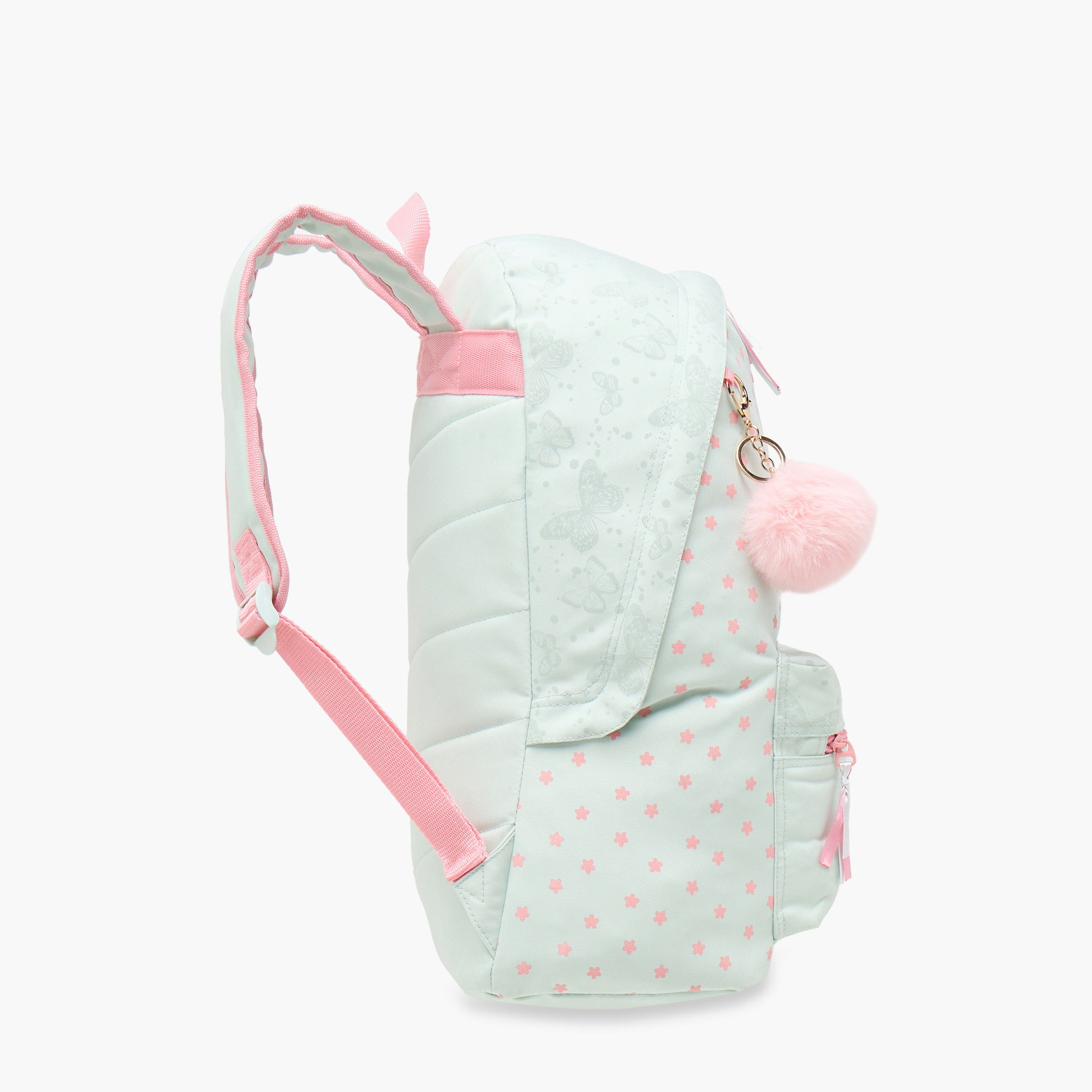 Juniors Butterfly Print Backpack with Adjustable Shoulder Straps and Zip Closure - 18 inches-school-bagsandbackpacks-backpacks-image-3