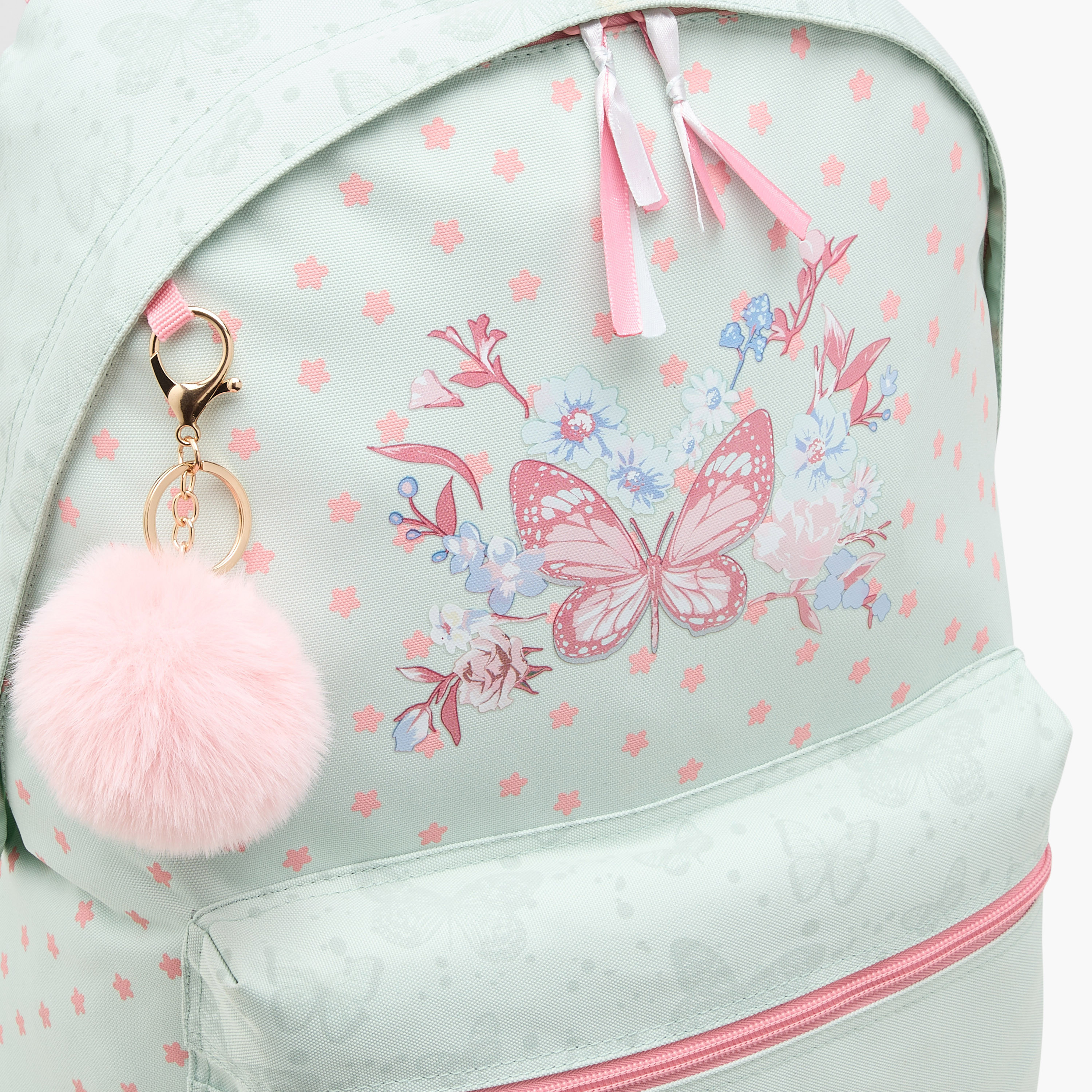 Juniors Butterfly Print Backpack with Adjustable Shoulder Straps and Zip Closure - 18 inches-school-bagsandbackpacks-backpacks-image-7