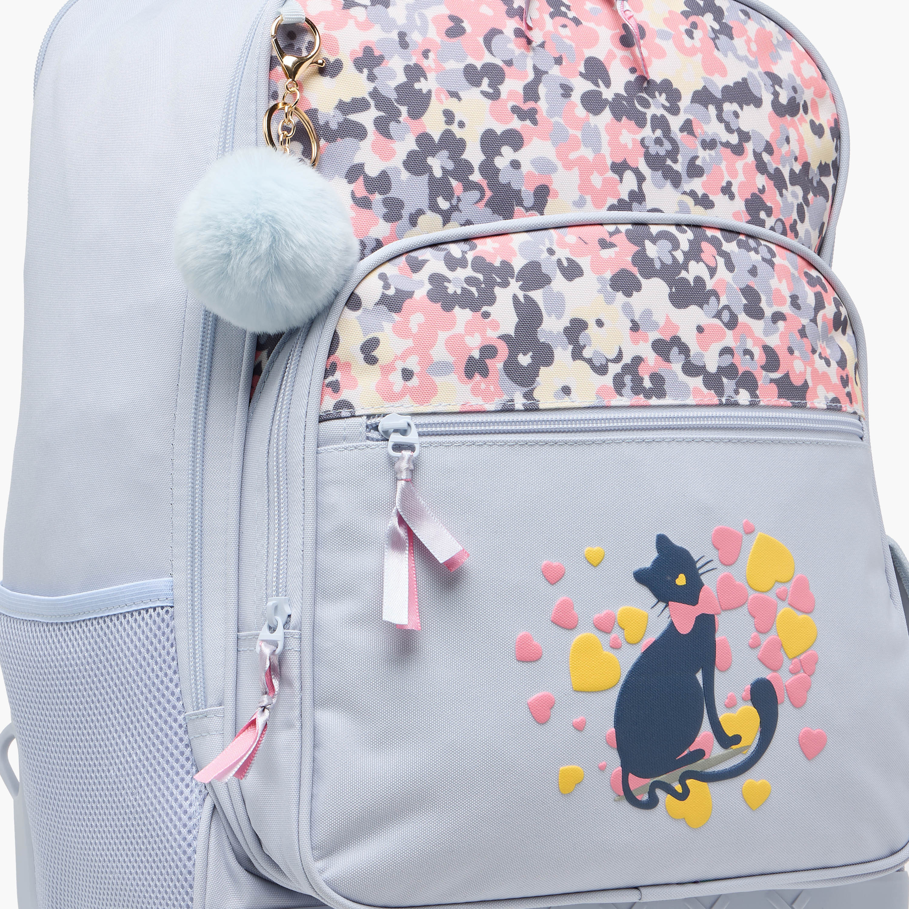 Juniors Cat Print Trolley Backpack with Retractable Handle and Zip Closure - 18 Inches-school-bagsandbackpacks-trolleybags-image-9