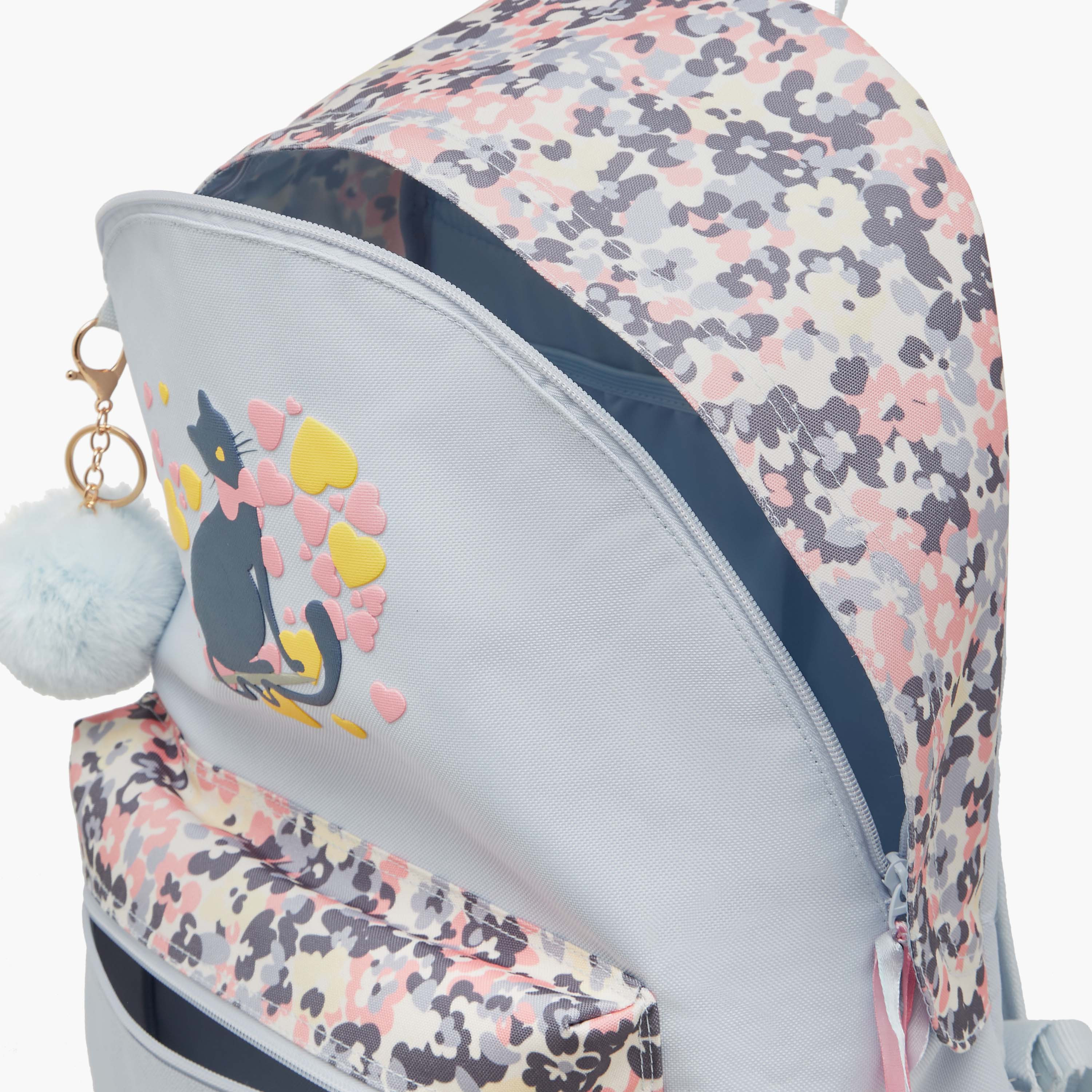 Juniors Cat Print Backpack with Adjustable Straps and Zip Closure - 18 inches-school-bagsandbackpacks-backpacks-image-10