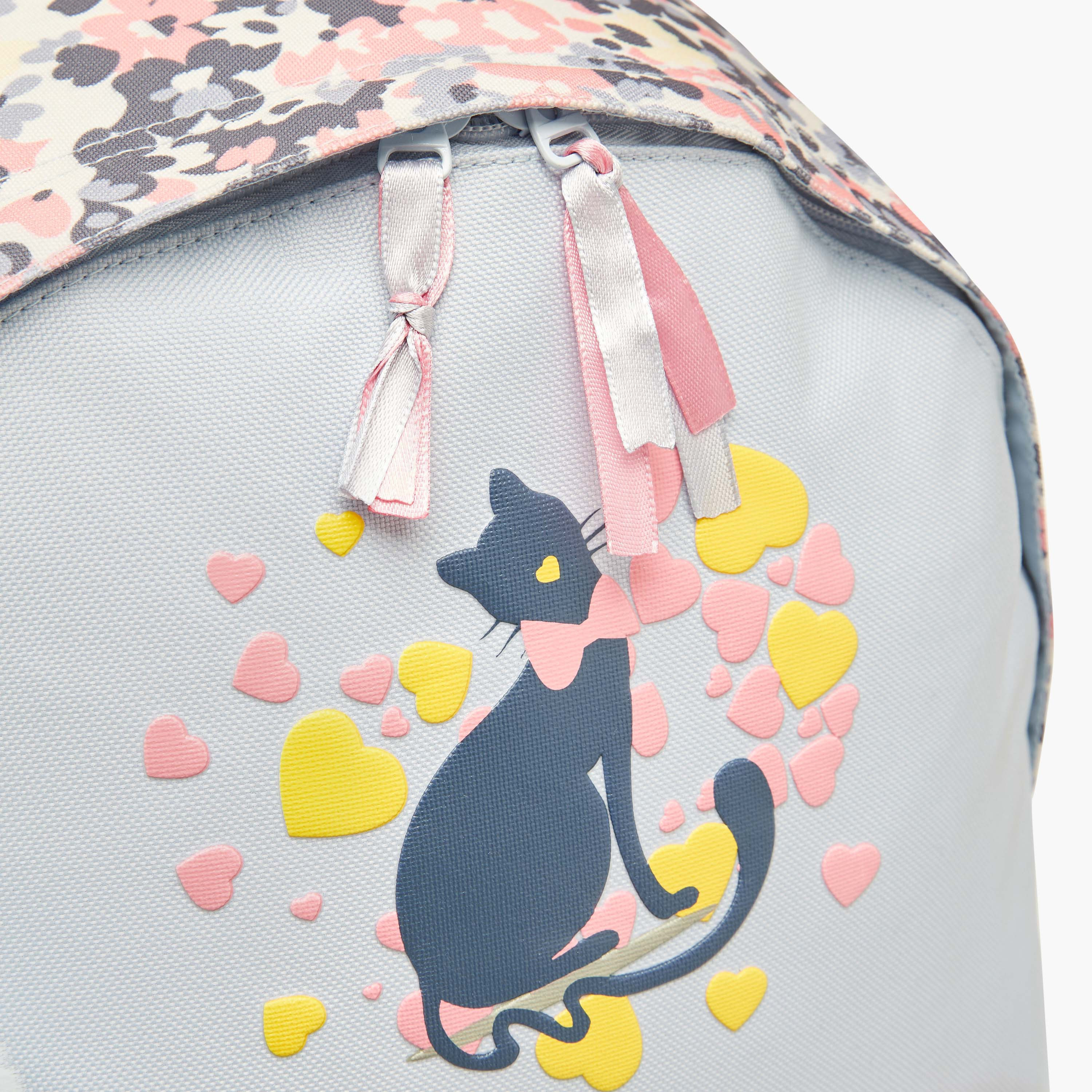 Juniors Cat Print Backpack with Adjustable Straps and Zip Closure - 18 inches-school-bagsandbackpacks-backpacks-image-9